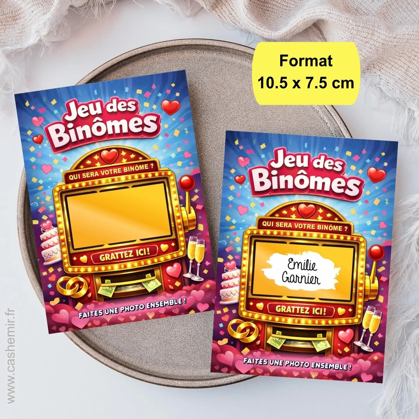 Jeu des Binômes Mariage 50 Cartes à gratter | Tickets à Personnaliser | Animation Repas Mariage Anniversaire