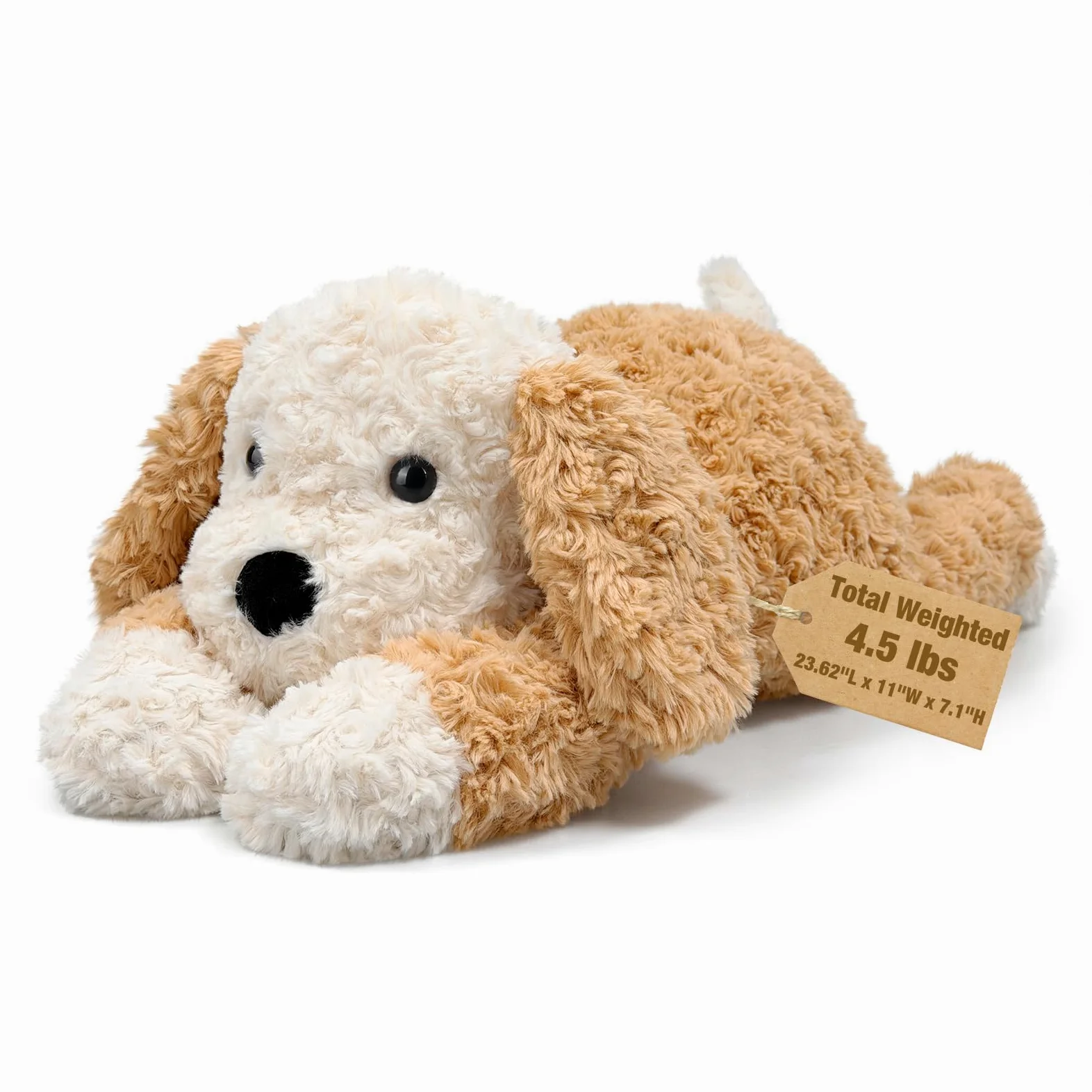 Bobbie & Laxi Oreiller en peluche lesté pour chien de 61 cm, 2 kg | Se pose debout ou à plat, les membres lestés offrent un soutien lombaire ; fausse fourrure douce pour bureau ou canapé