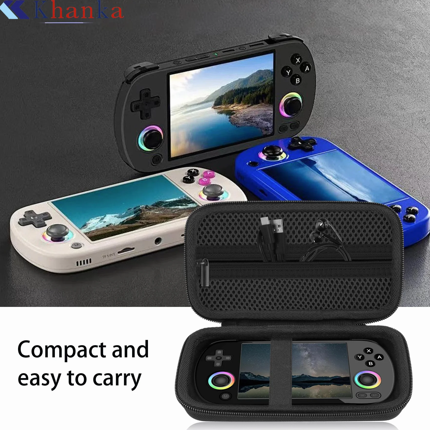 Khanka Boîte Dur pour RG40XX H Vintage Jeu Portable, Sac de Rangement Noir