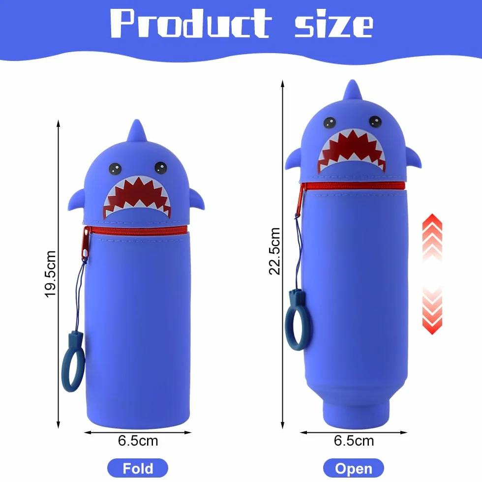 Trousse Silicone 2 en 1 Cartoon Stand Up réglable Requin