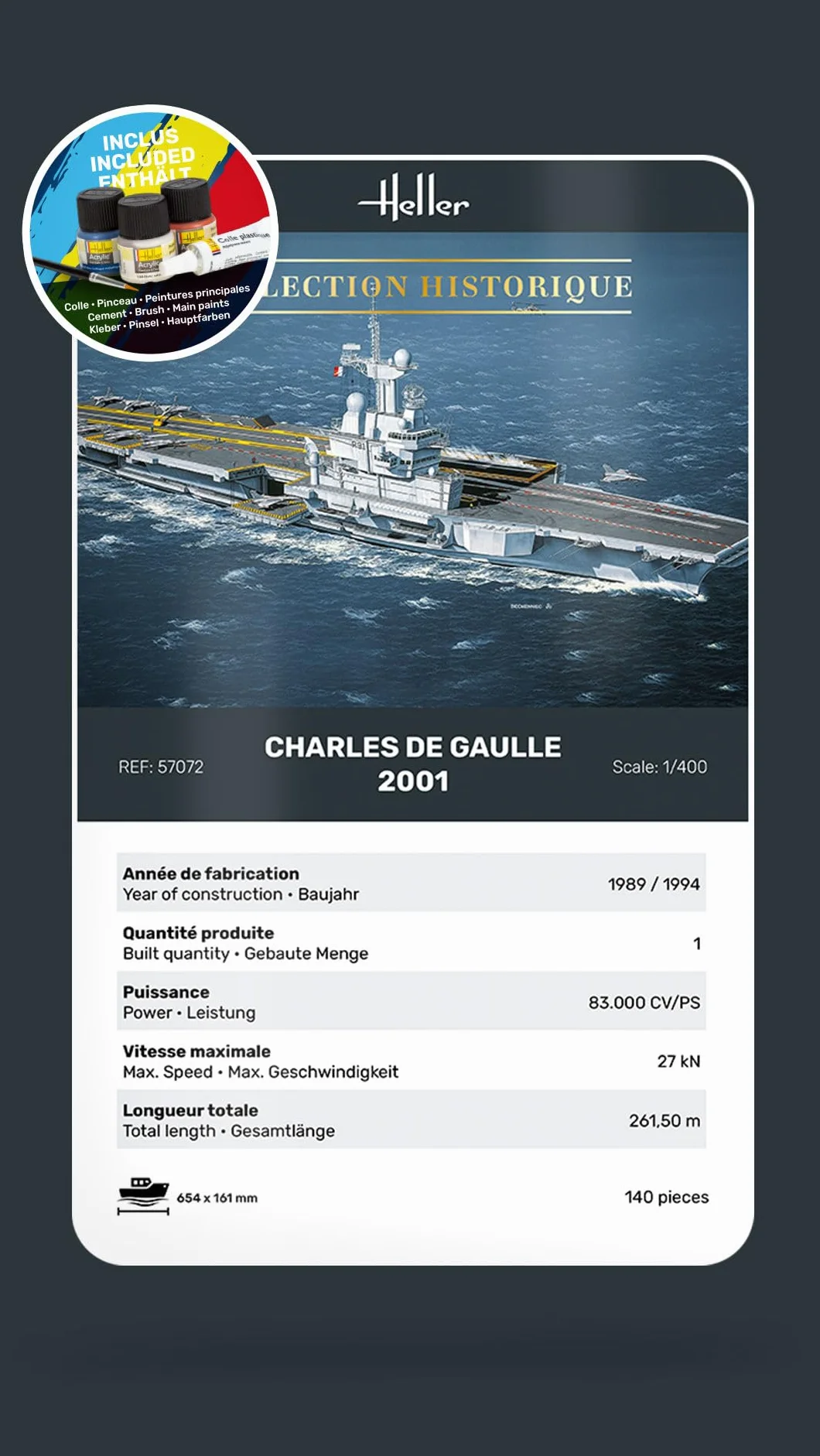 Heller Joustra Maquette bateau Porte Avions Charles De Gaulle Starter Kit