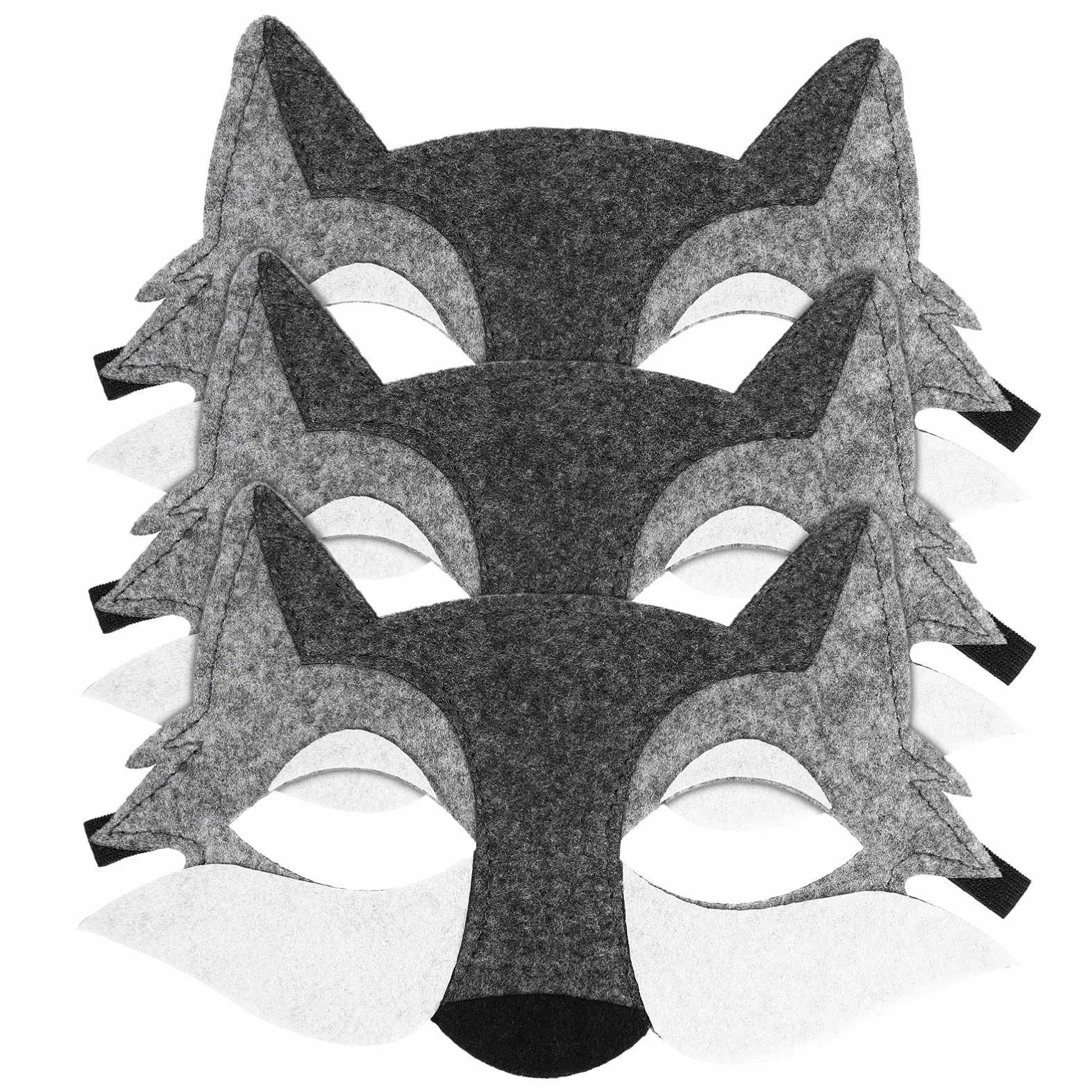 NUOBESTY 3PCS Feutre Loup Masques Animaux Moitié Du Visage Costume Enfants