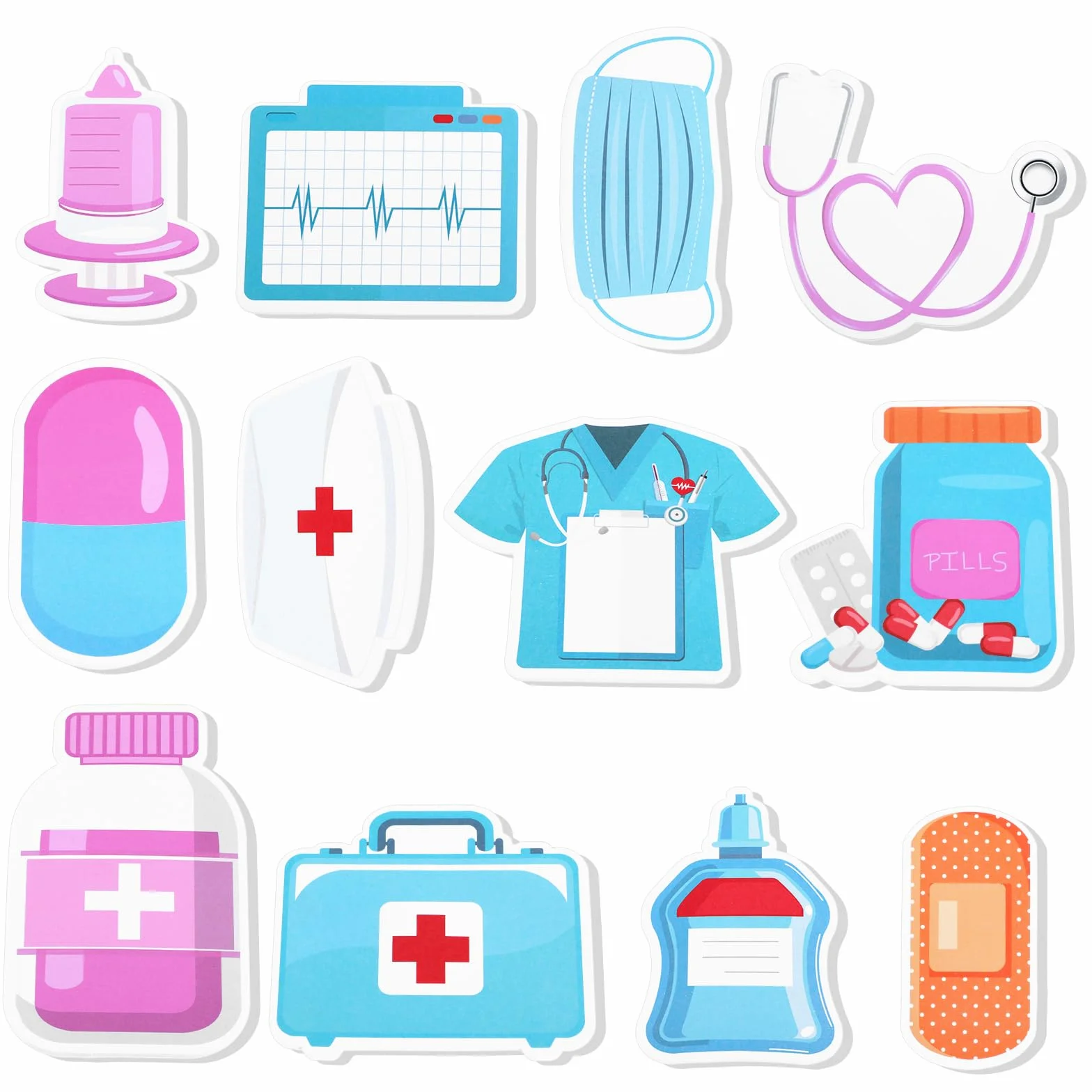 Telooco Lot de 12 blocs de notes adhésives pour infirmière, 240 feuilles autocollantes médicales