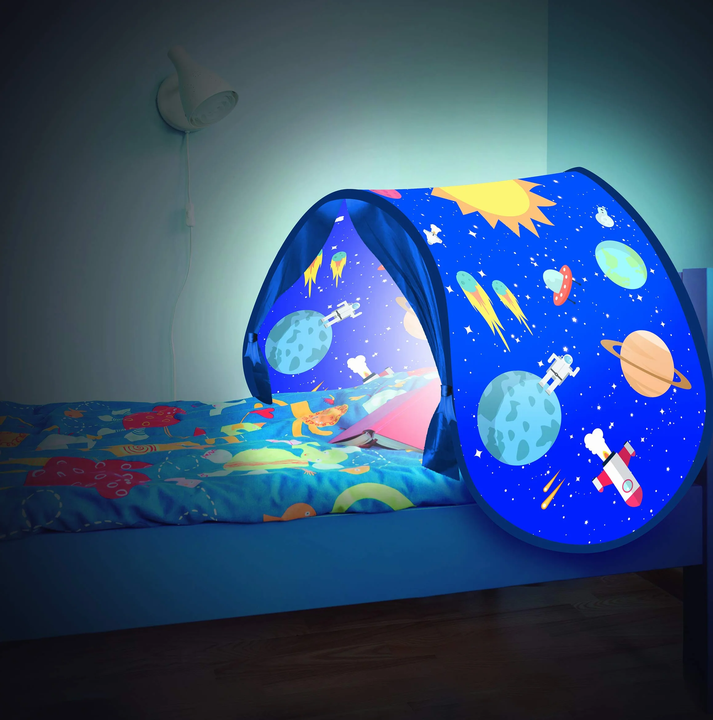 Starlyf Sleepfun Tent Pop Up tente pour lit d'enfant avec lumière de nuit bleue