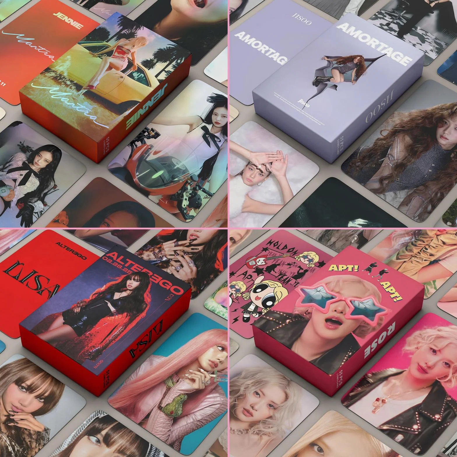 BlackPiink SOLO Photocards 4 Sets 220 pièces Cartes Album Born Merch