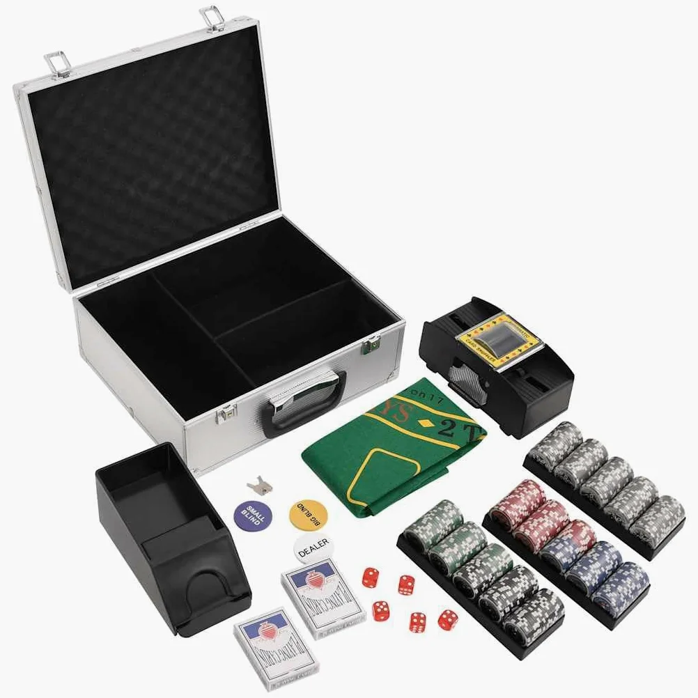Jeu de Poker avec 300 jetons de 11,5 g, Mallette de Rangement, Coffret Complet pour Casino, Accessoires de Jeu pour Table, soirée, Famille et Tournoi