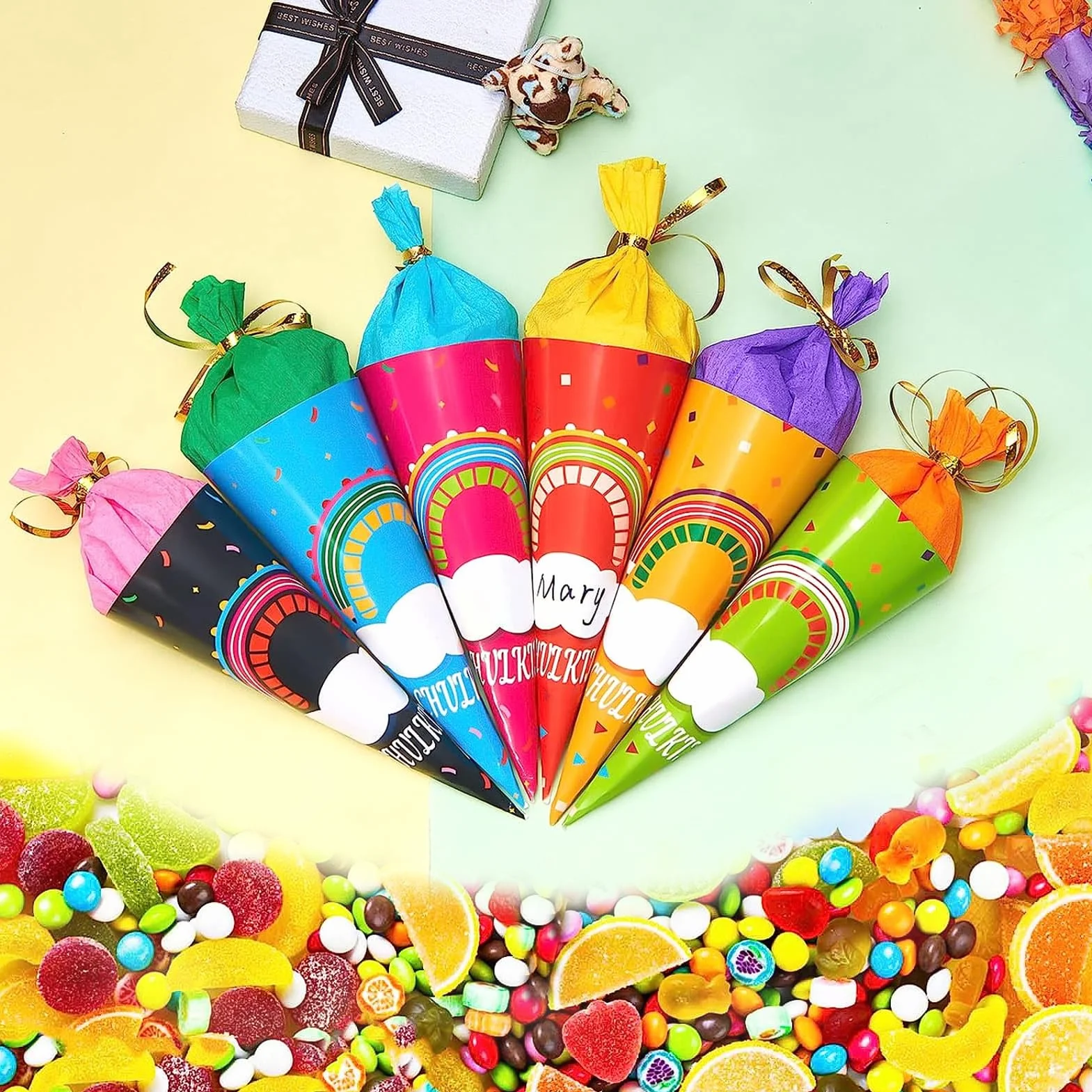 ANROI Ensemble de 18 Sacs de rentrée personnalisés 25 cm pour enfants