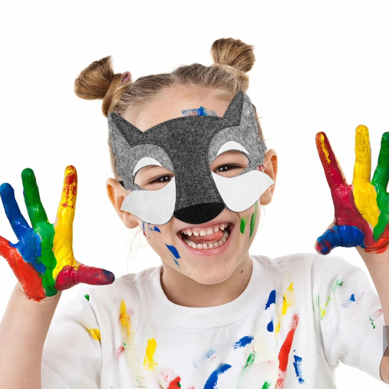NUOBESTY 3PCS Feutre Loup Masques Animaux Moitié Du Visage Costume Enfants