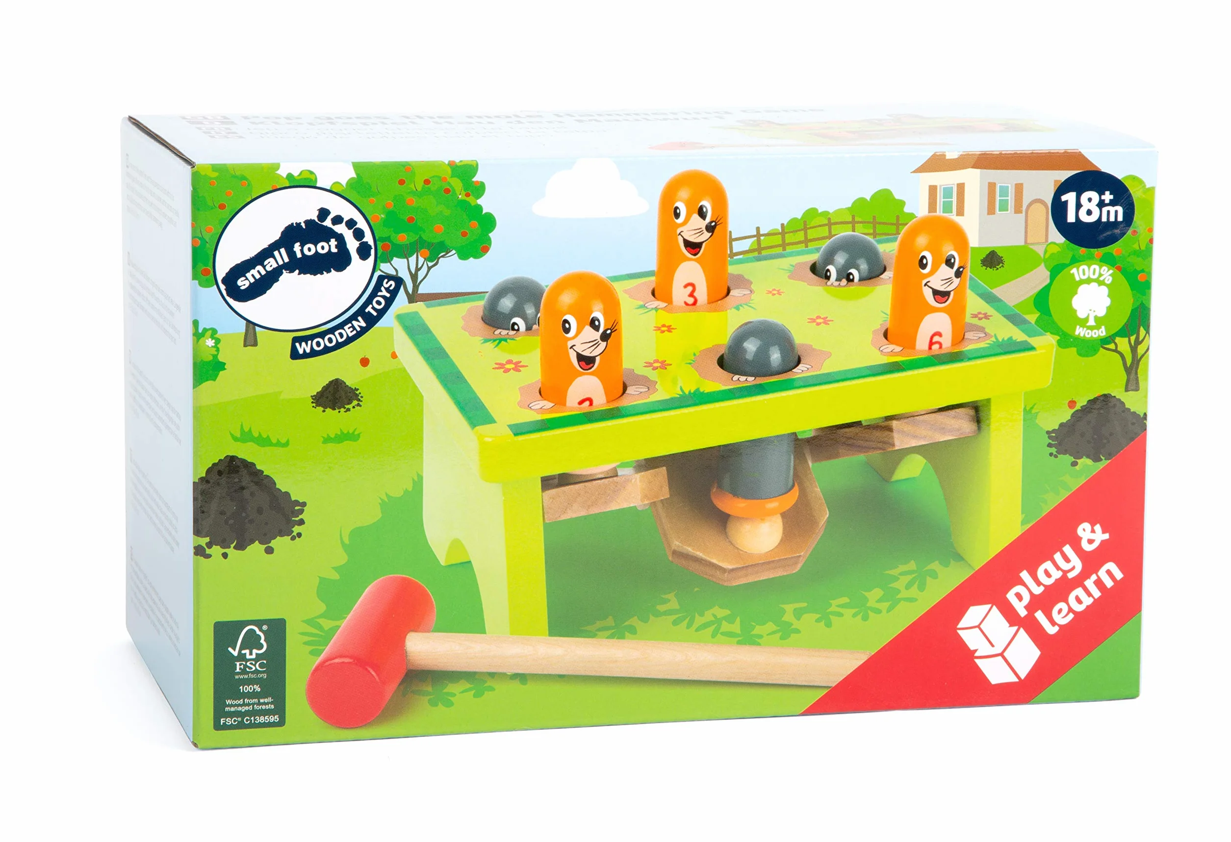 Banc à marteler Tape sur la taupe small foot FSC® 100% jeu en bois 18 mois 11162