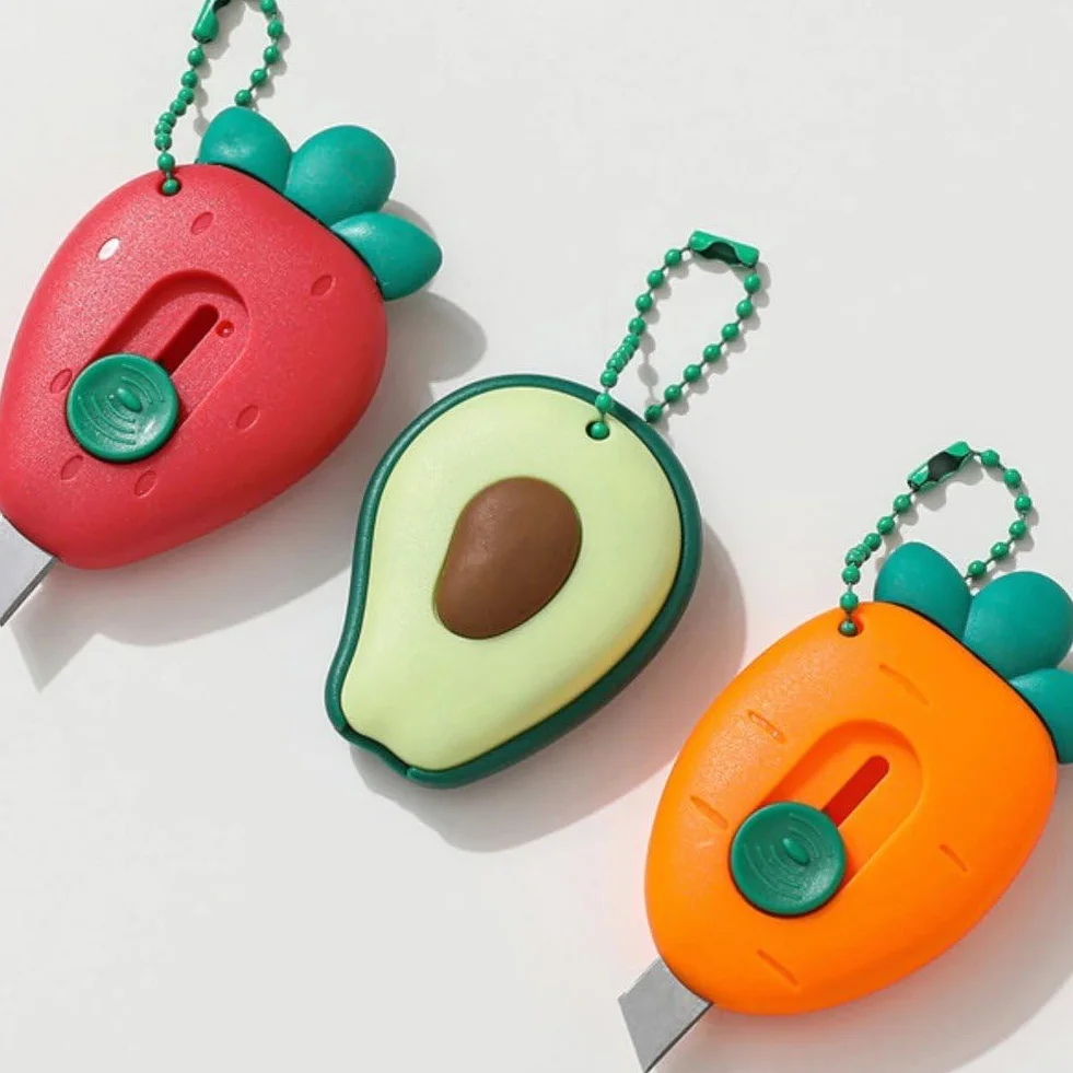 Lot De 3 Mini Couteaux Utilitaires De Sécurité, Coupe-boîte en Forme De Fruit, Ouvre-Lettre Rétractable
