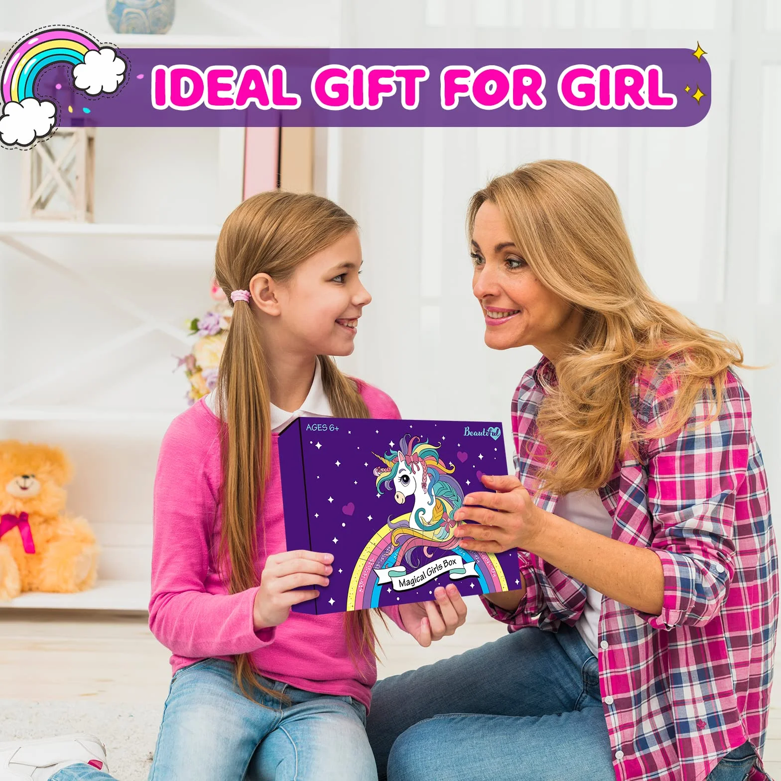 Ensemble de papeterie Unicorn Journal 49 pièces avec étui de rangement pour filles 6-12 ans