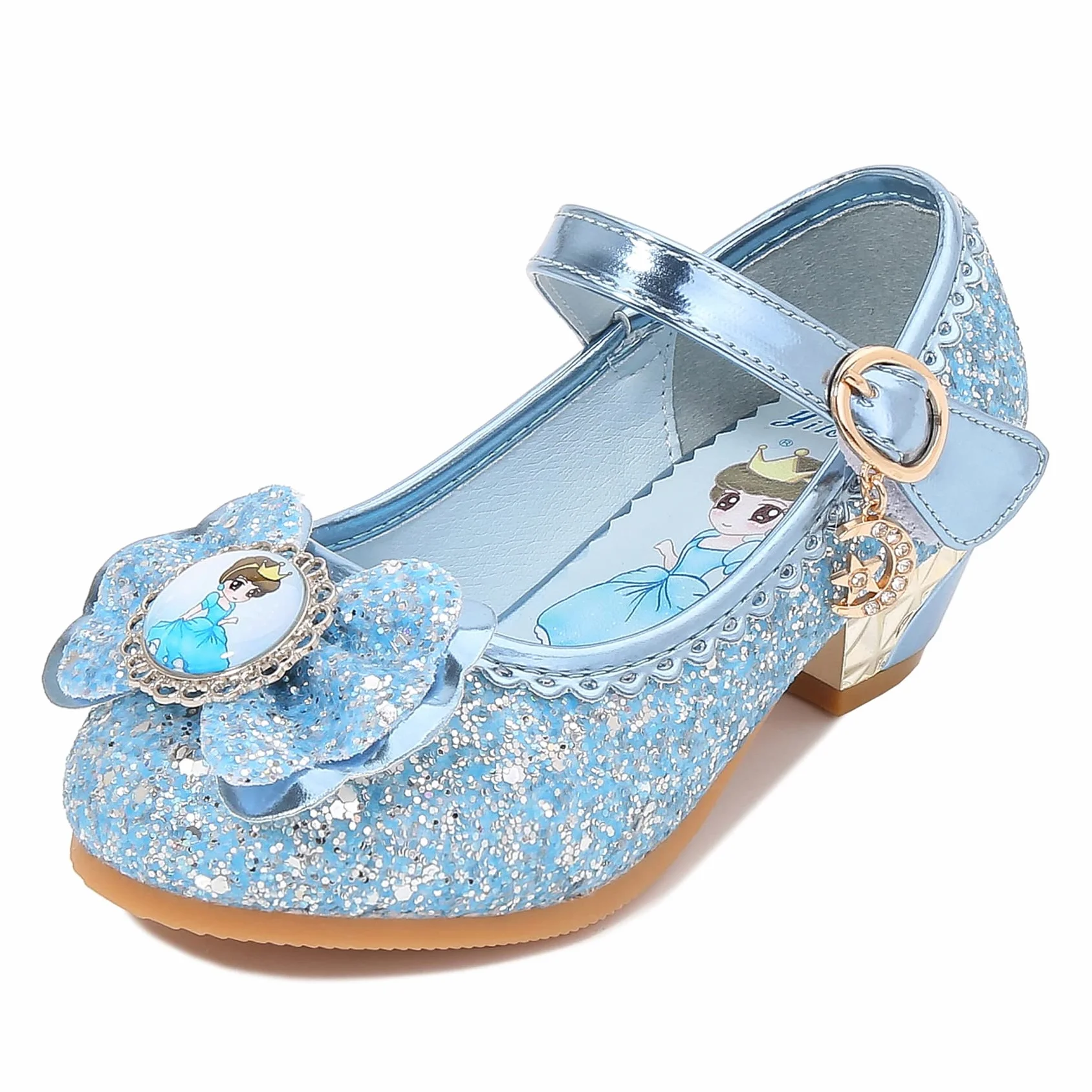 Chaussures Princesse Bout Fermé Talons Antidérapant Paillettes Déguisement Carnaval