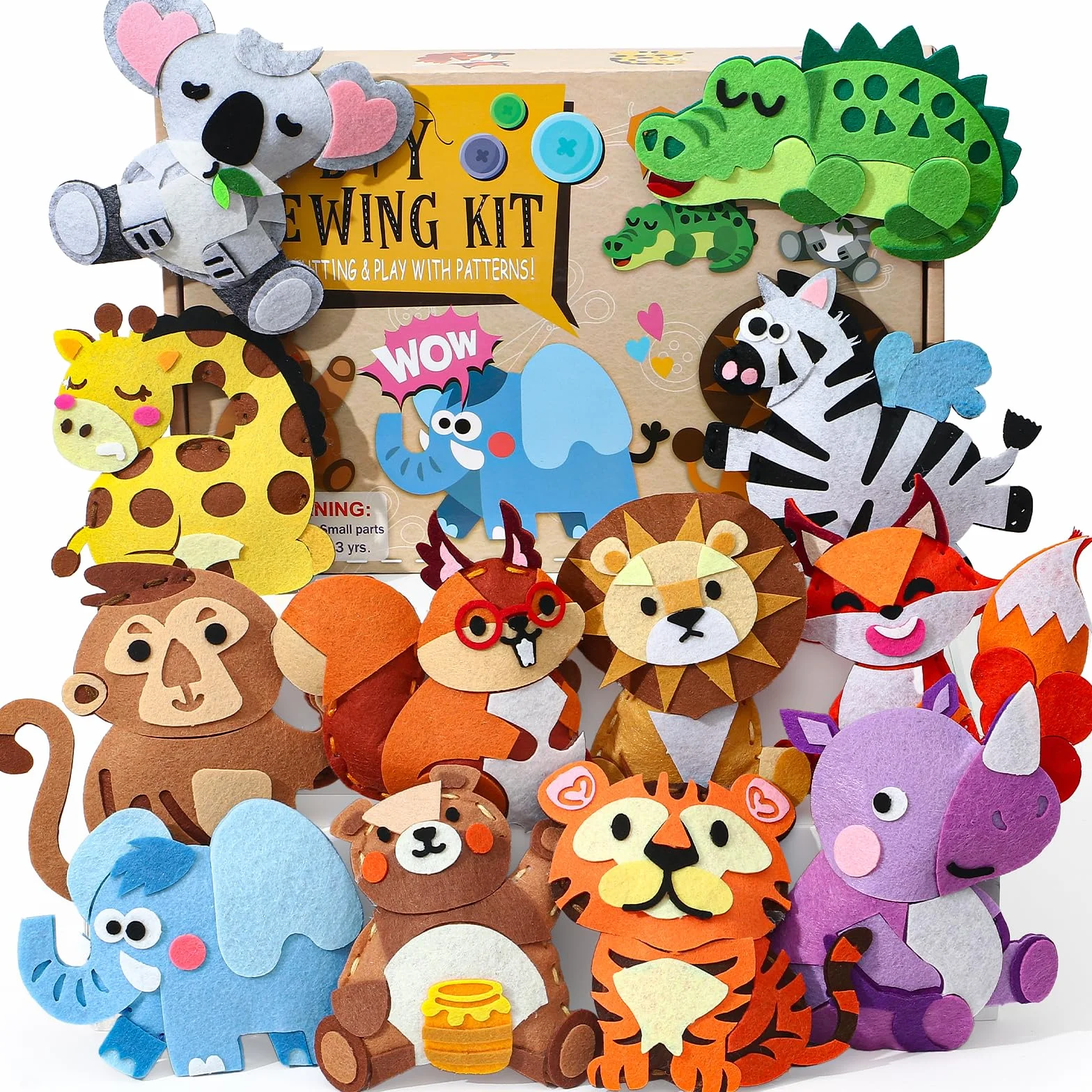 Toylink Kit Couture Enfant, Kit Créatif Bricolage avec 12 Feutres & Aiguilles Plastique, Cadeau 5-10 Ans Fille Garçon