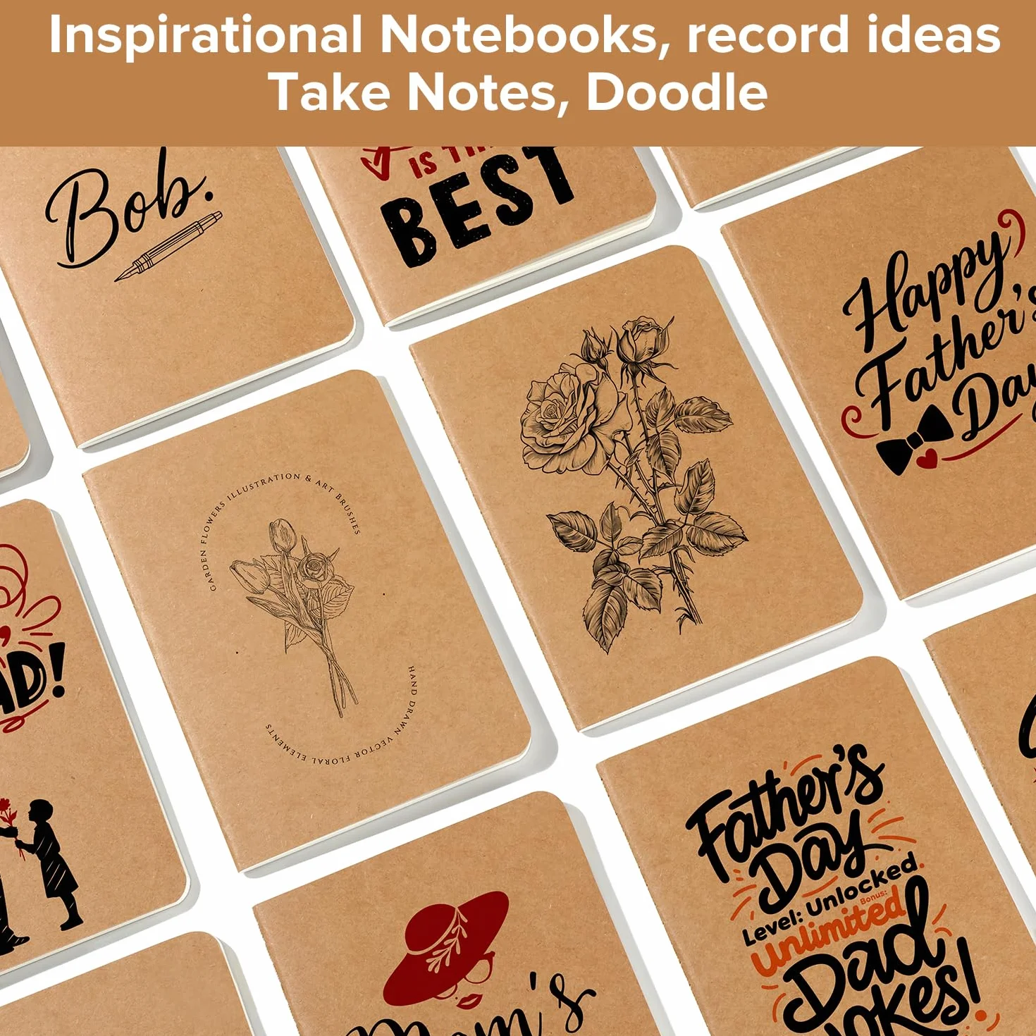 HOMEMARS Cahier Journal Petit Carnet 10x14 cm 60 Pages 100 GSM Papier épais Ensemble de 14 Carnets