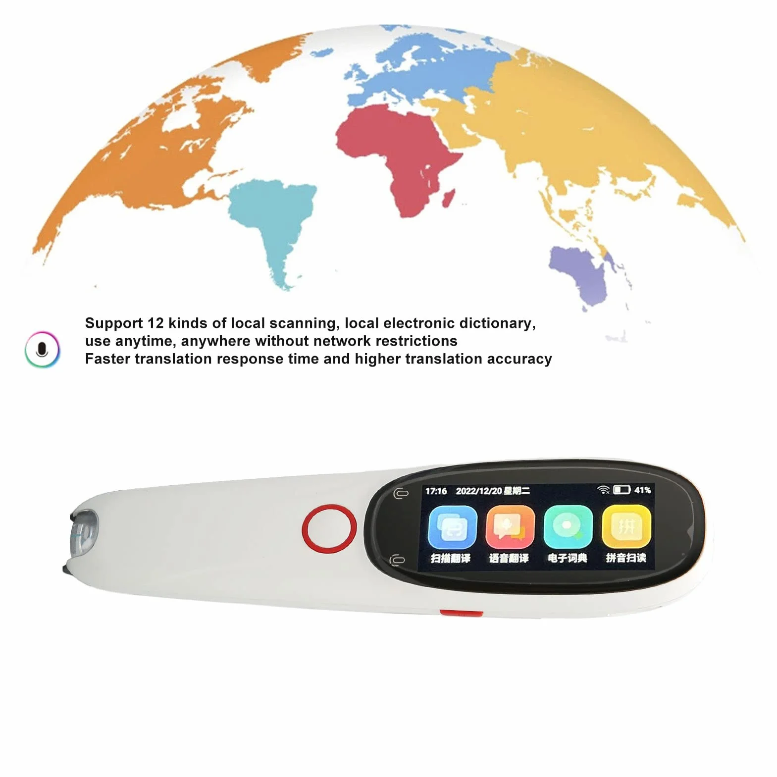 Traduttore Vocale Portatile Penna di Traduzione Intelligente 134 Lingue WiFi Mini da Viaggio