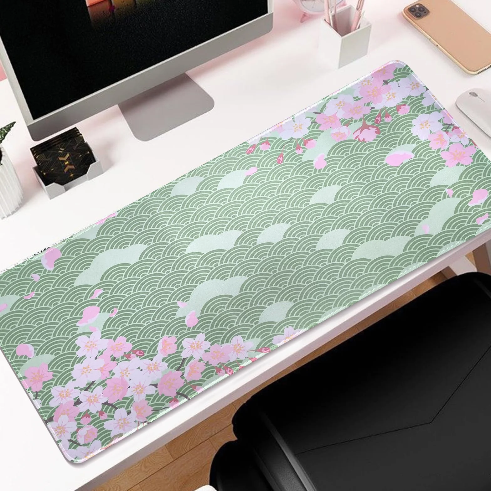 Tapis de Bureau Antidérapant 80×30cm Blanc Sous-Main Protection