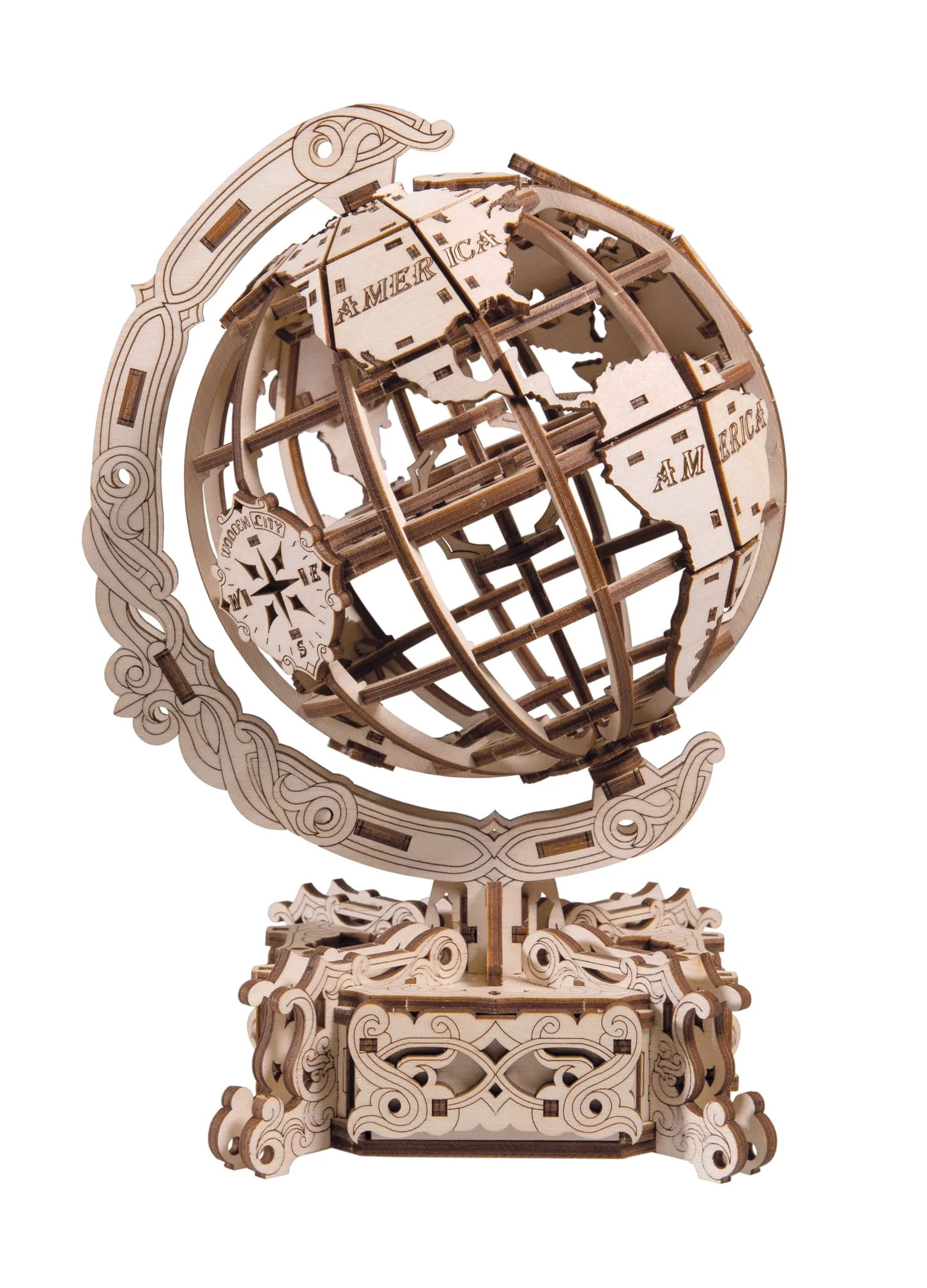 WOODEN.CITY Puzzle 3D Adulte, Maquette en Bois à Construire, Globe Terrestre, Casse tête, Puzzles en Bois, Construction Adulte, Cadeau pour Homme, Mari, Partenaire, Collègue