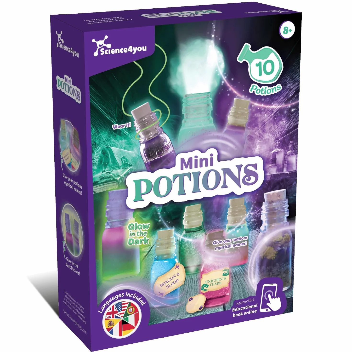 Science4you Mini Potions Magiques – Kit Scientifique pour Enfants 8-12 Ans, Potions Qui Brillent dans le Noir