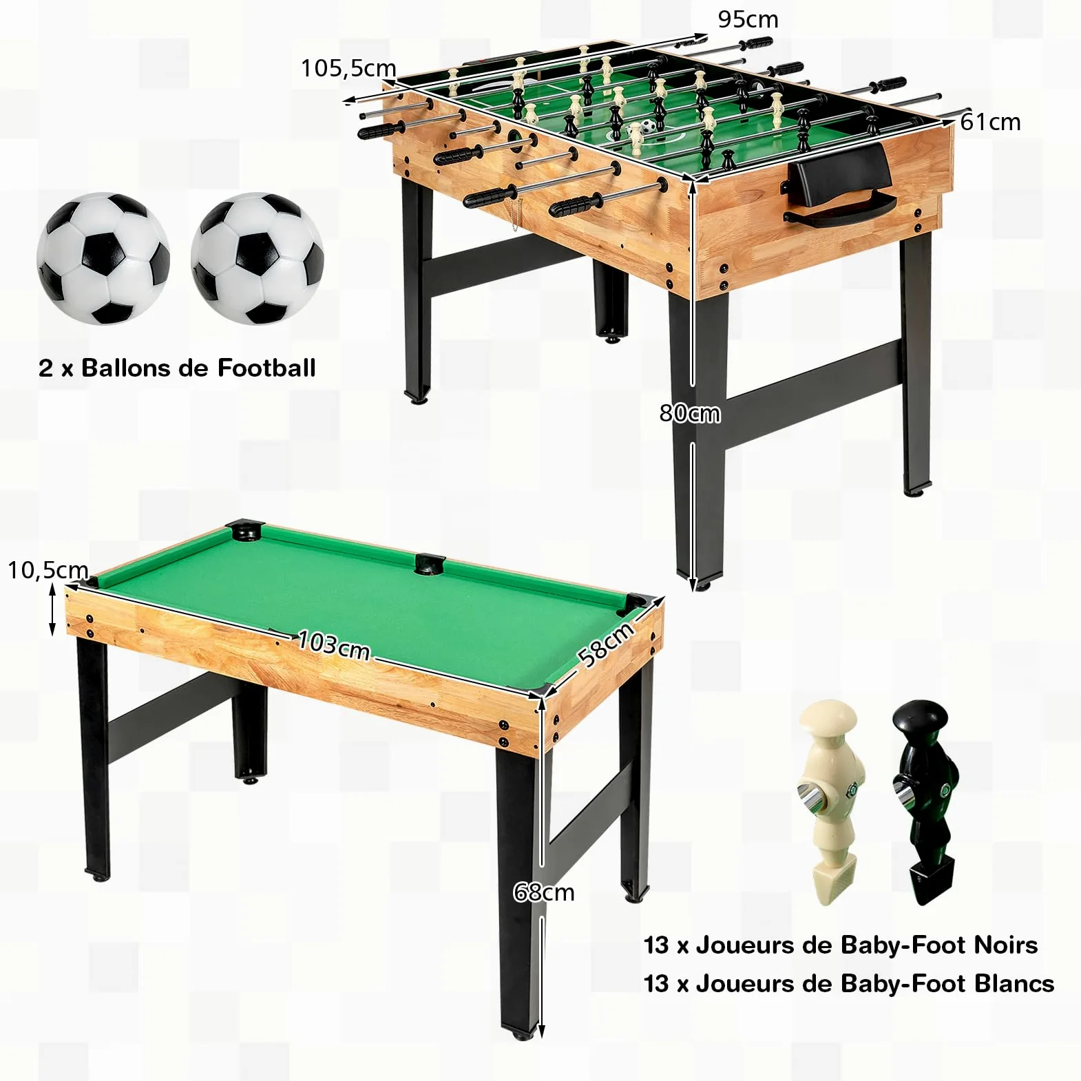 COSTWAY 10 en 1 Table de Baby-Foot avec Billard Hockey Shuffleboard Bowling, Table Multijeux Empilable avec Pieds Réglables & Marqueur, Jouet d'arcade pour Adulte Enfant pour Fête Bar Salle de Jeux