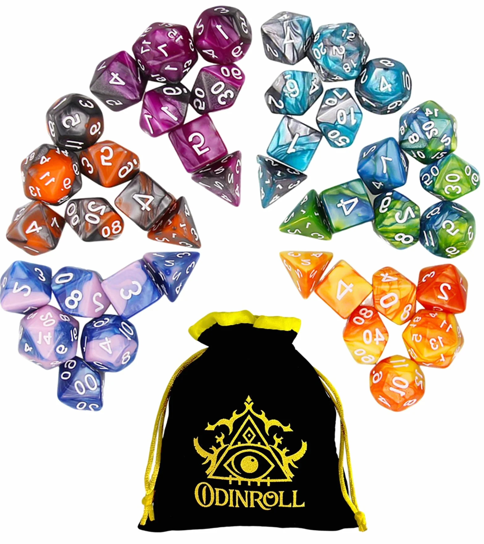 Jeu de Dés Polyédriques 42 Pièces 6 Sets Dés JDR D&D RPG MTG Jeux de Table avec Pochette