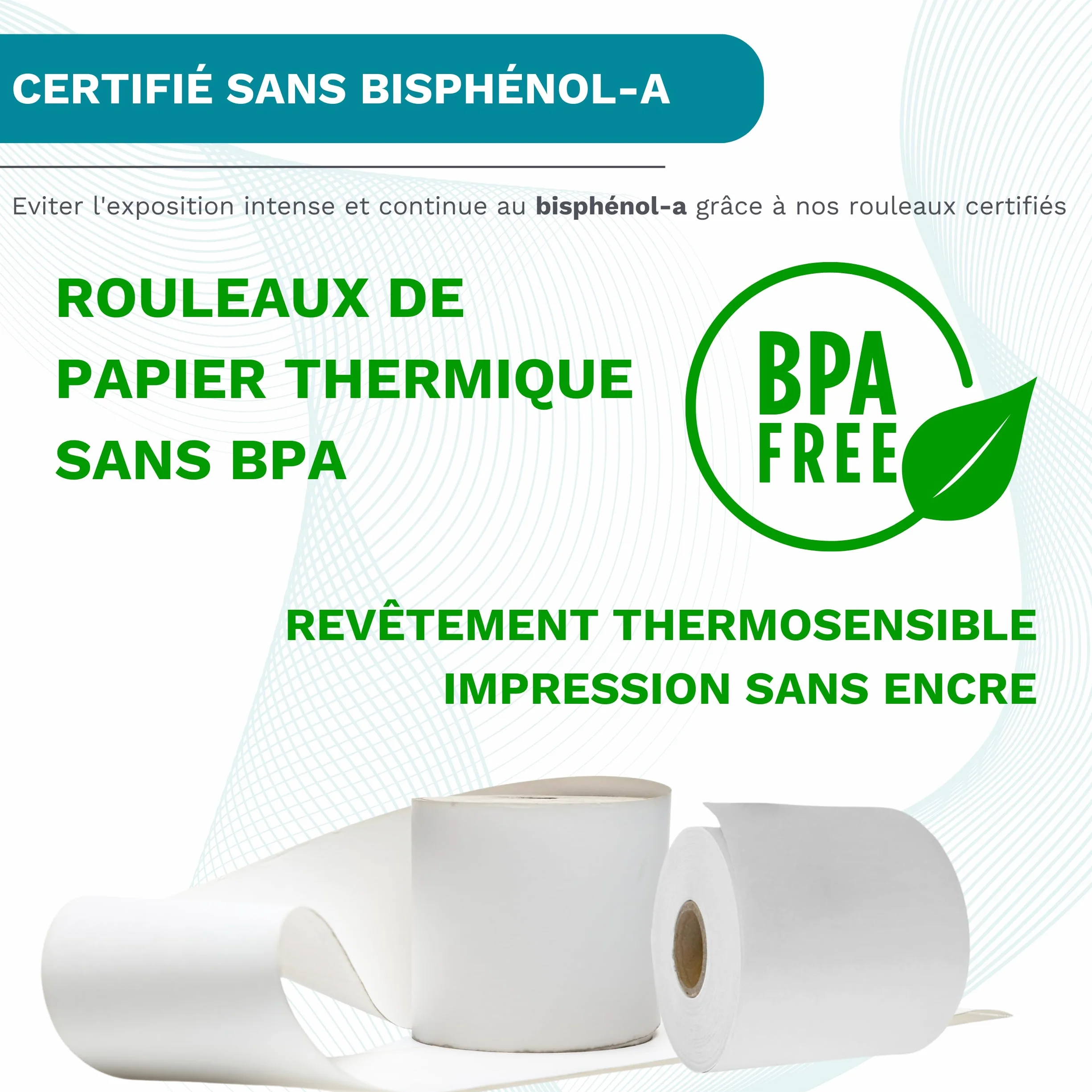 Rouleaux Papier Thermique 80x80x12 mm 50 Bobines Sans BPA 60 g 50 Mètres pour Imprimante Ticket Caisse