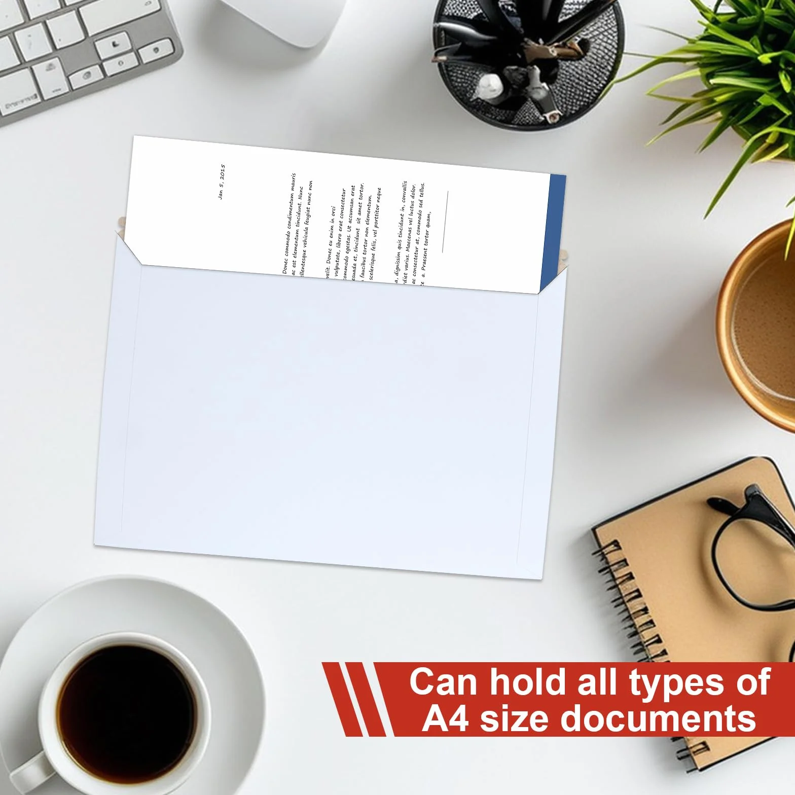 Lot de 50 enveloppes blanches A4 à décoller et à fermer - Enveloppes rembourrées en carton 250 g/m² pour envoi postal