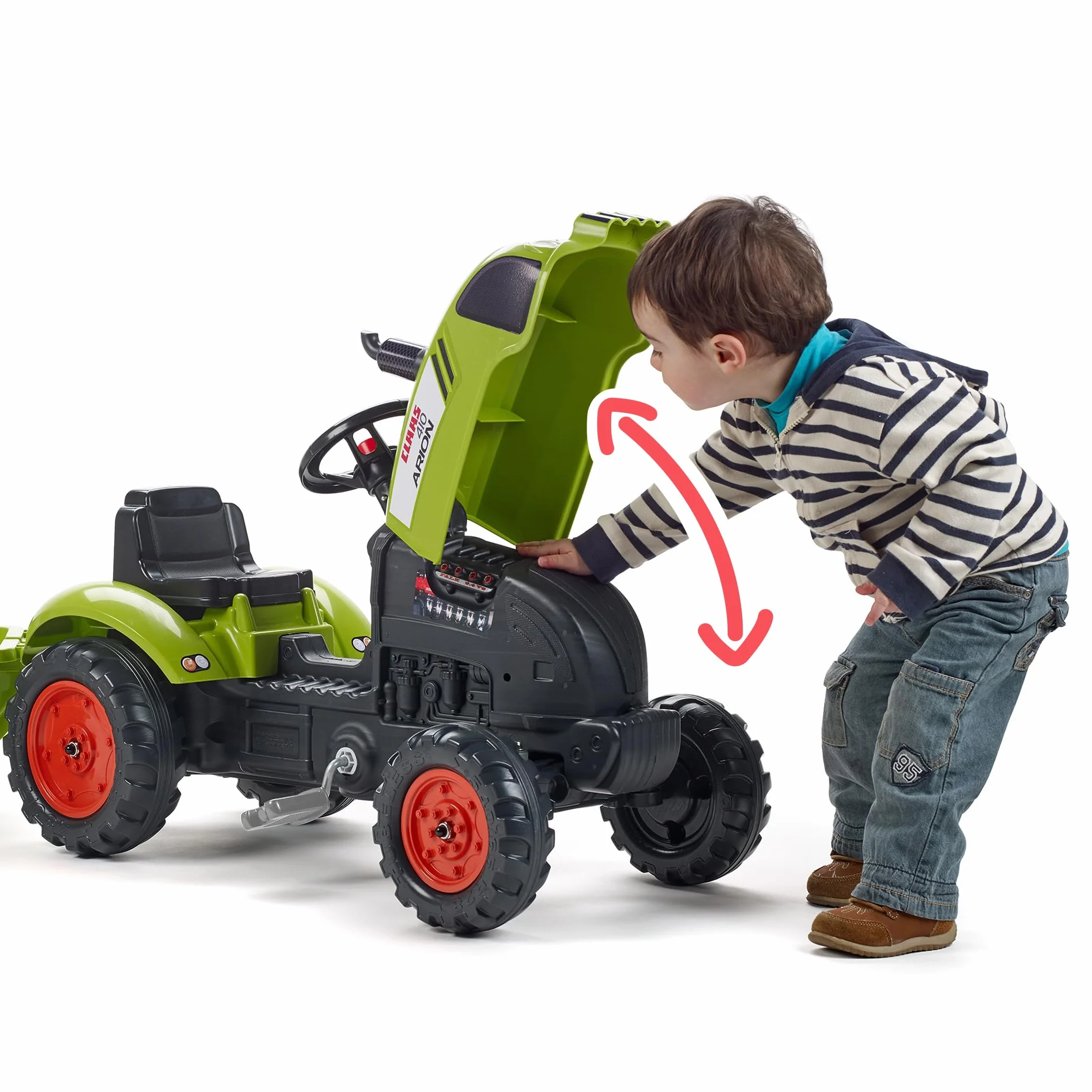 FALK Tracteur à pédales Claas avec remorque enfant 75% plastique recyclé 2041C
