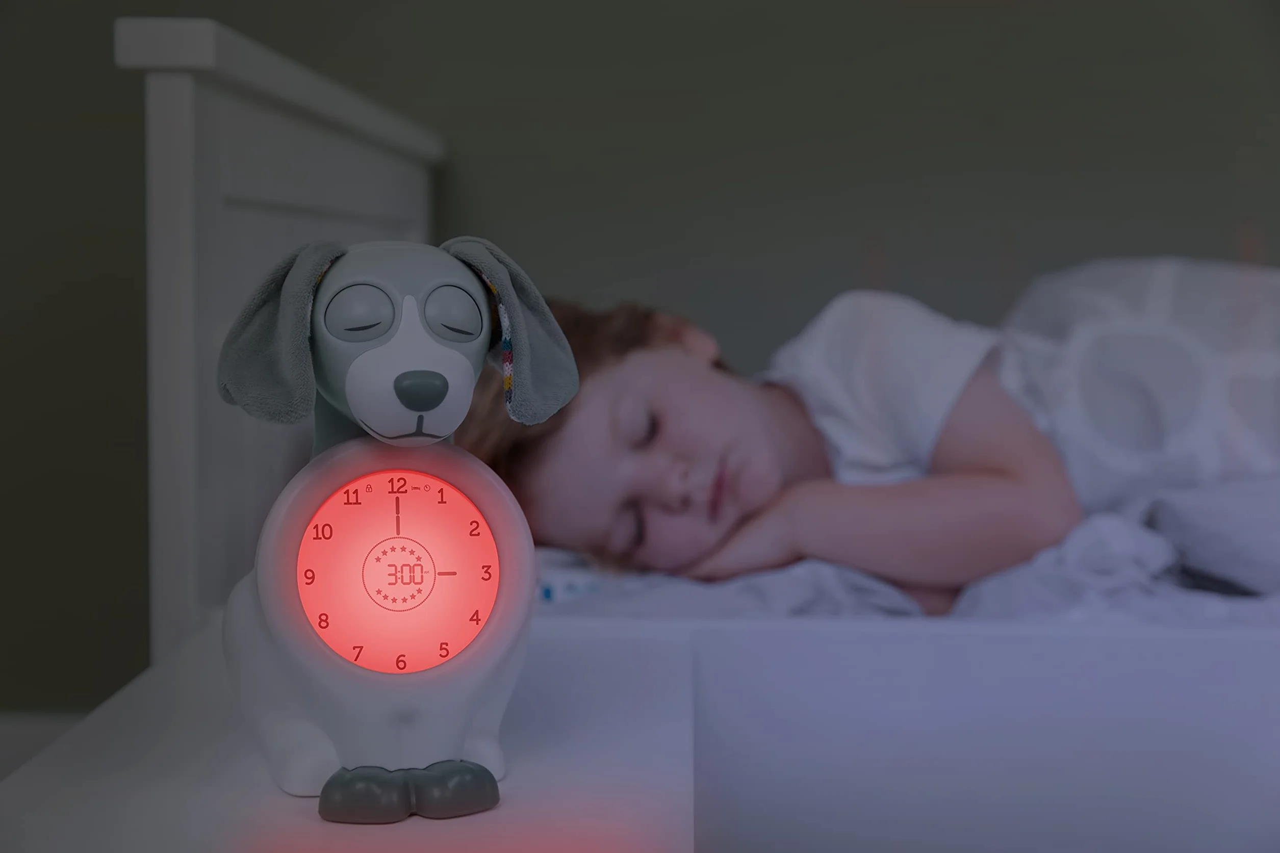 ZAZU Davy The Dog Clock - Horloge d'entraînement au Sommeil et veilleuse pour Enfants | réveil Lumineux