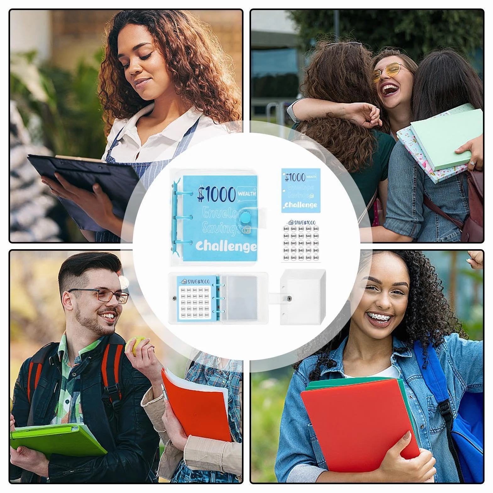 Saving Challenge Book Binder 25 Envelope Portable Family