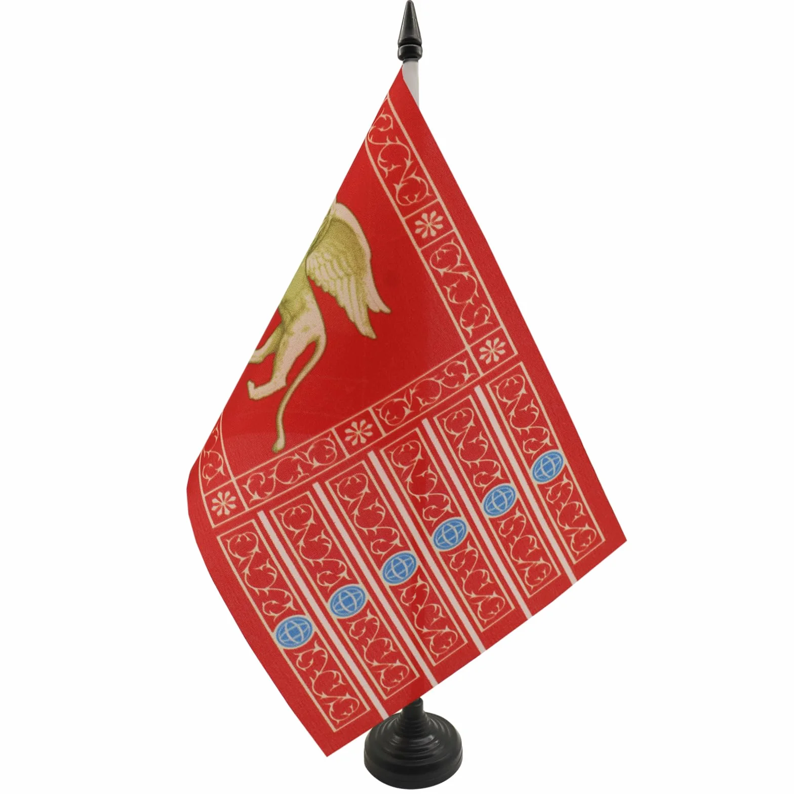 AZ FLAG Drapeau De Table Venise 21x14 cm Petit Drapeau Venezia Bureau 100% Polyester Hampe 25cm Socle Plastique Noir
