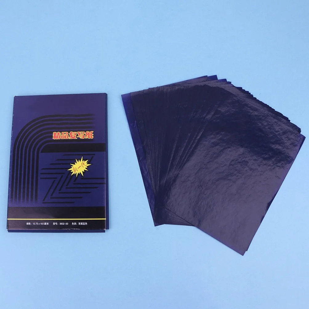 Lot de 50 feuilles papier transfert double face carbone copieur