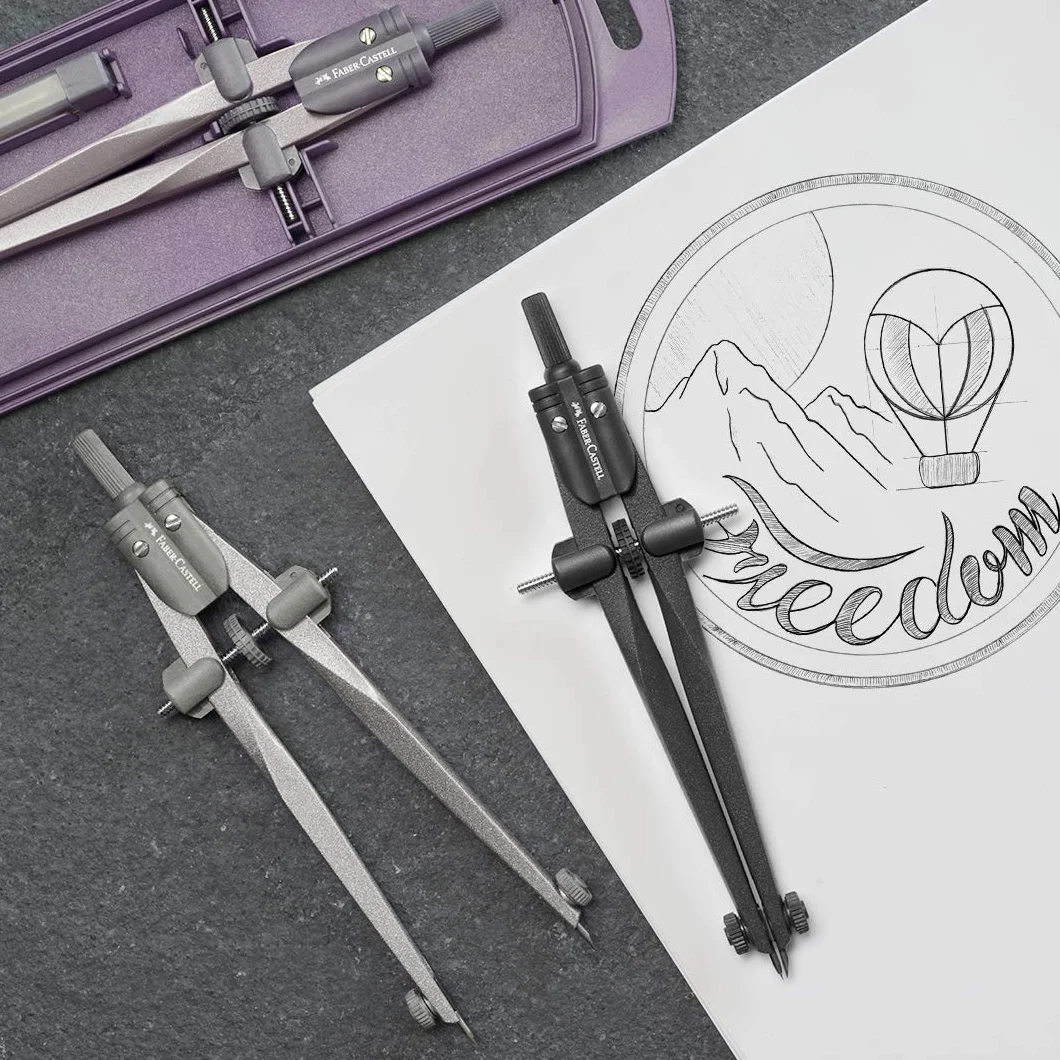 FABER-CASTELL Compas à réglage rapide Stream, Blackstone, set avec pièces de rechange