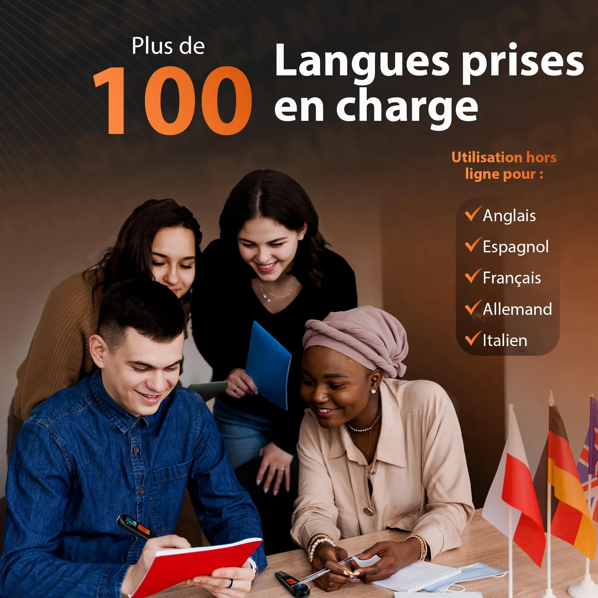 Scanmarker Pal Écran Interactif Stylo Traducteur Langue Instantanée Lecture Dyslexiques Scanner sans Fil Traduction 100+ Langues