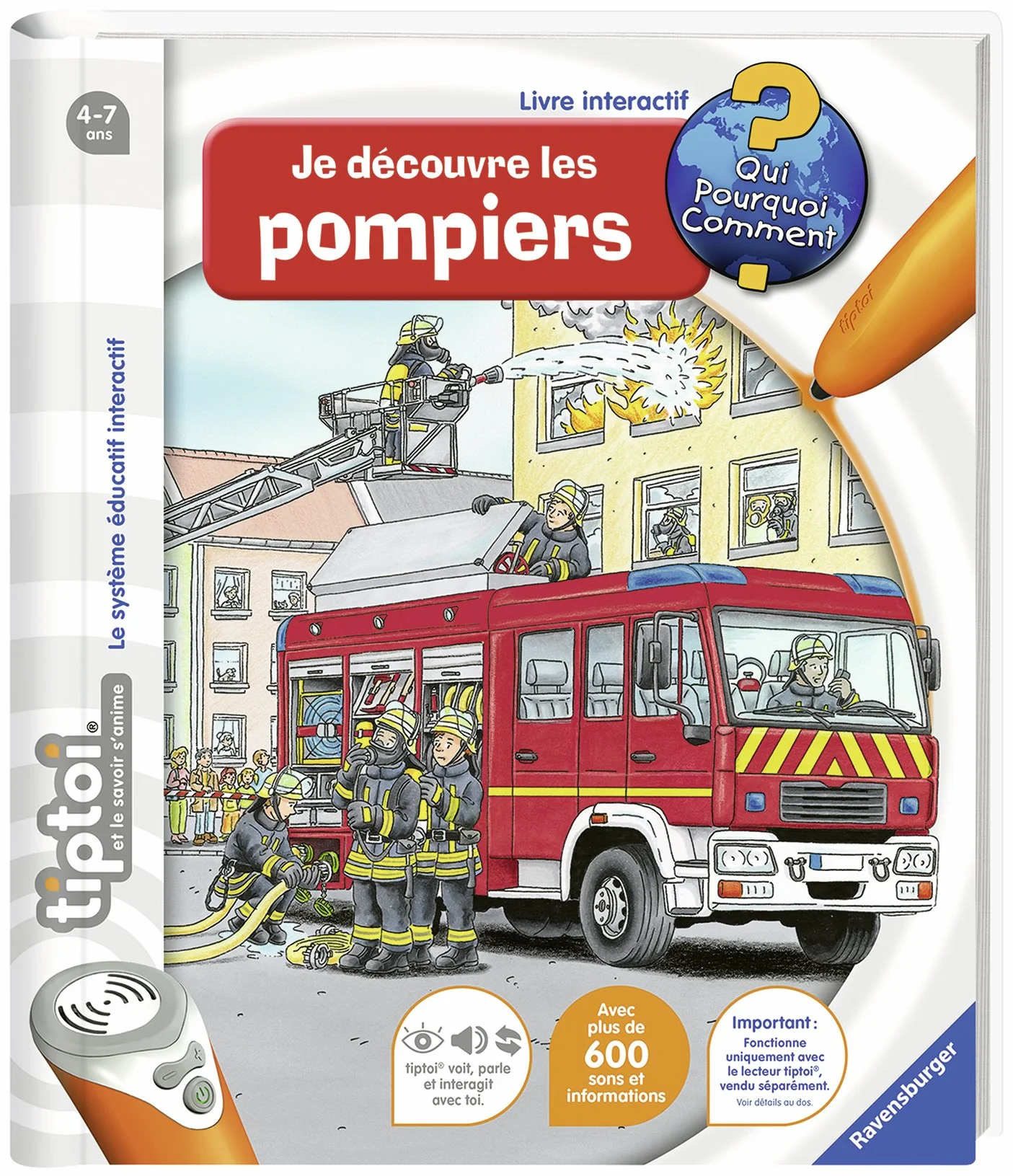 Ravensburger Livre interactif tiptoi Je découvre les pompiers Jeux éducatifs sans écran français Enfants 4 ans 00694