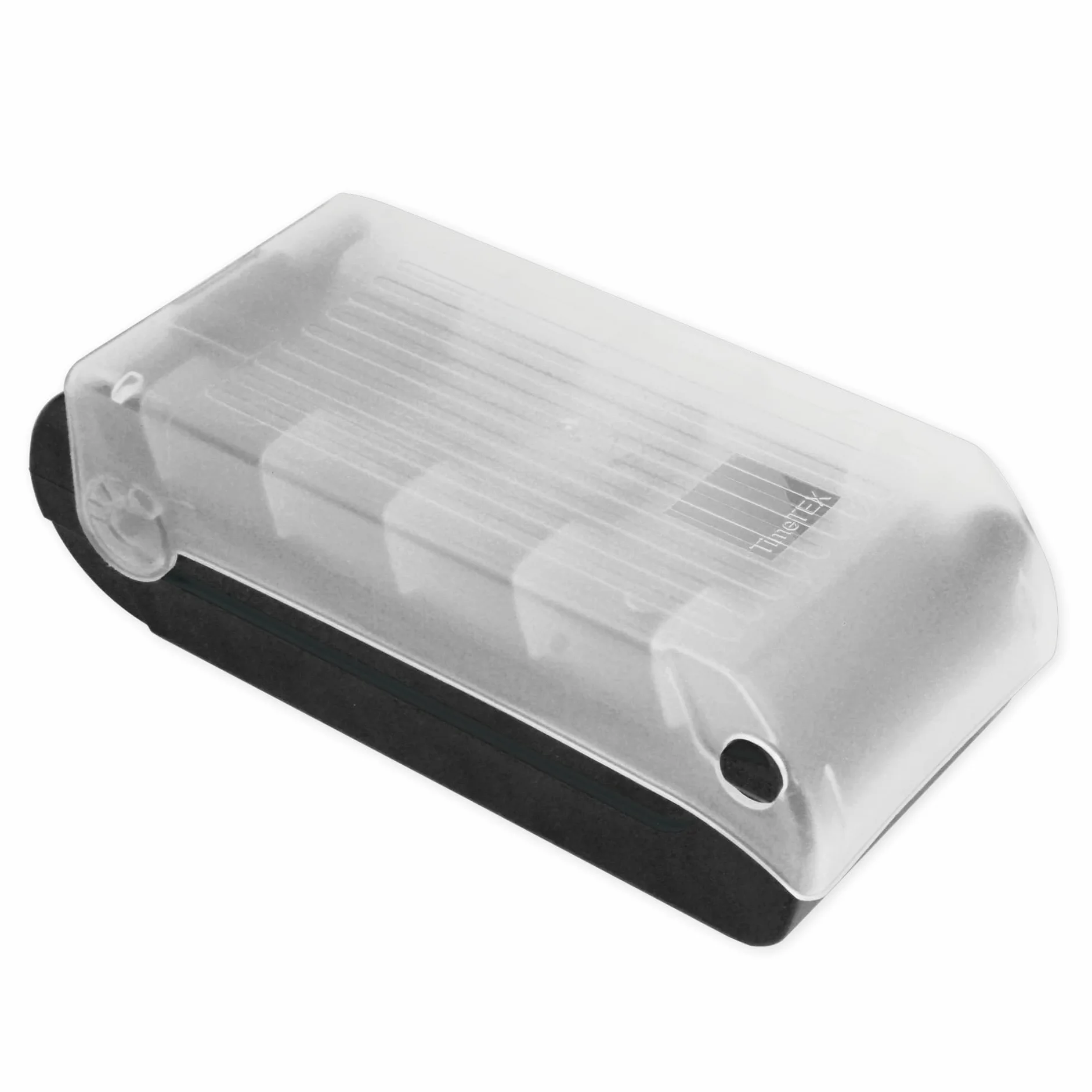 TimeTEX Boîte à fiches en plastique A8 semi-transparente avec couvercle rétractable 5 compartiments 20 x 9 x 6,5 cm noir
