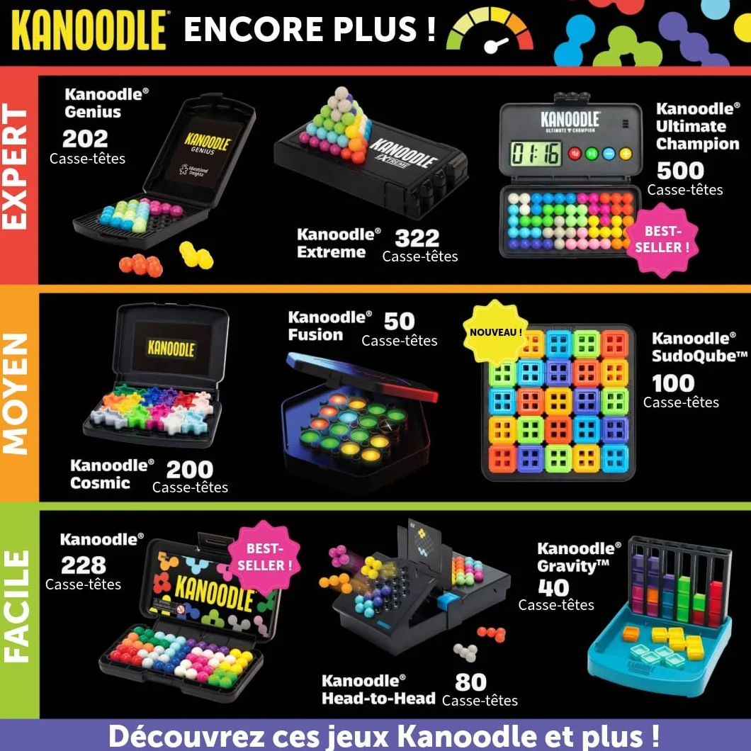 Learning Resources Kanoodle Ultimate Champion Jeu de logique et Casse-tête éducatif 500 défis avec minuterie silencieuse