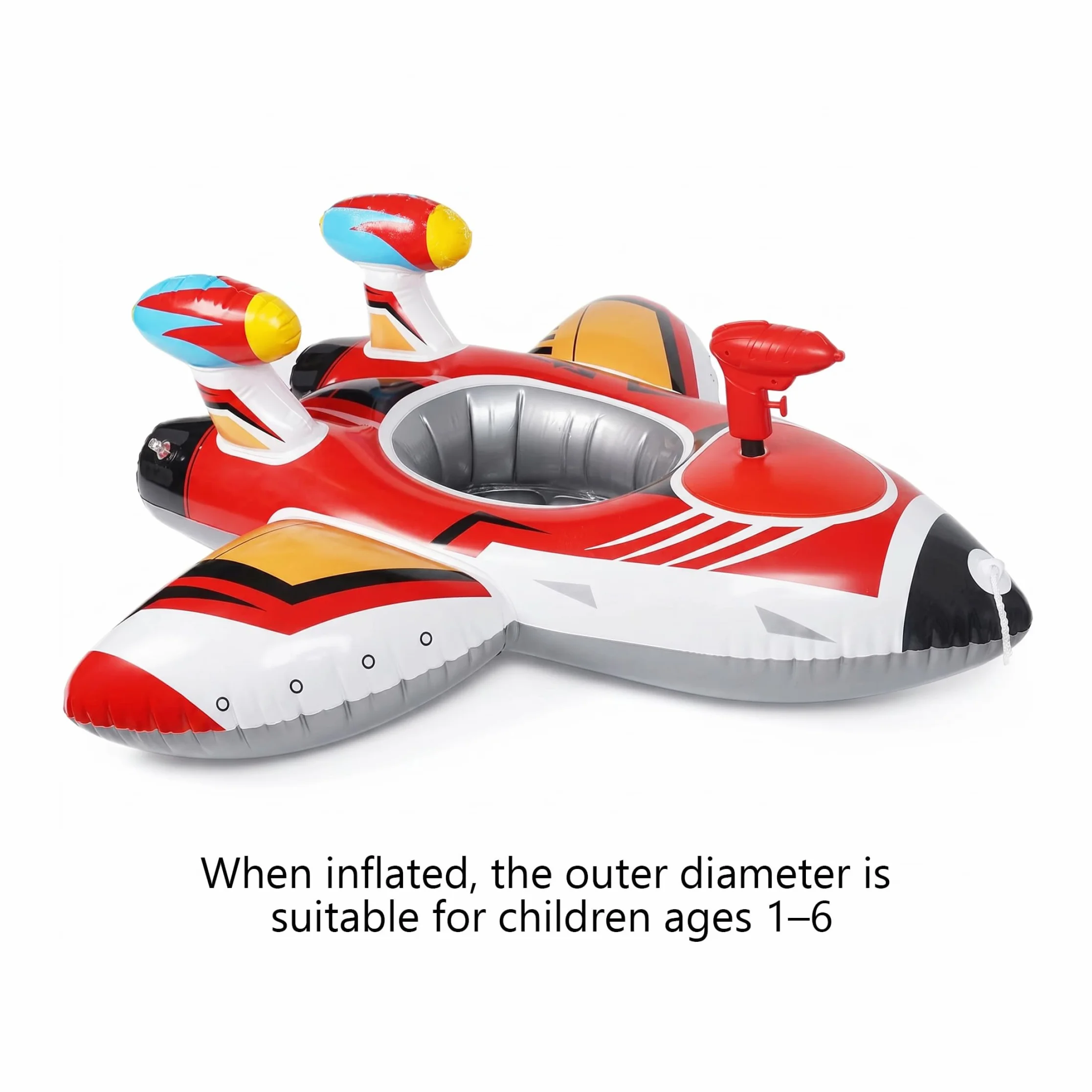 Bouée pour Enfants avec Pistolet à Eau, Jouet Gonflable Voiture Piscine 1-6 Ans, Rouge