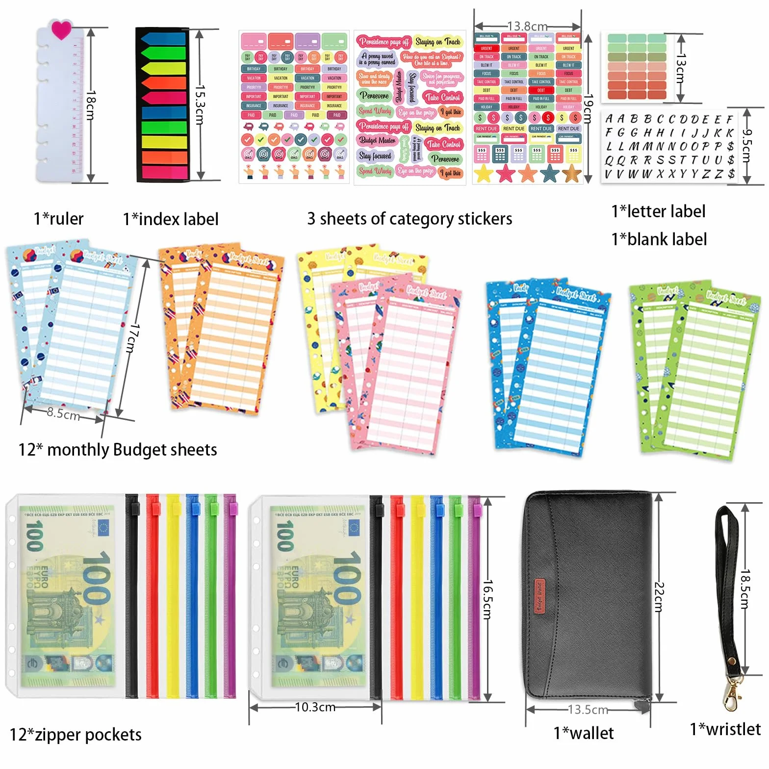 Planificateur de budget A6 Portefeuille avec classeur 12 enveloppes feuilles de budget