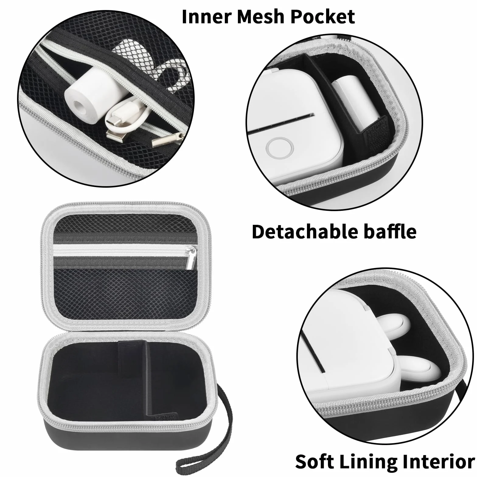 ANKHOH Étui pour étiqueteuse Memoking T02 Phomemo M02 M02S M02 Pro Q30S Ponek Mini imprimante de poche noir