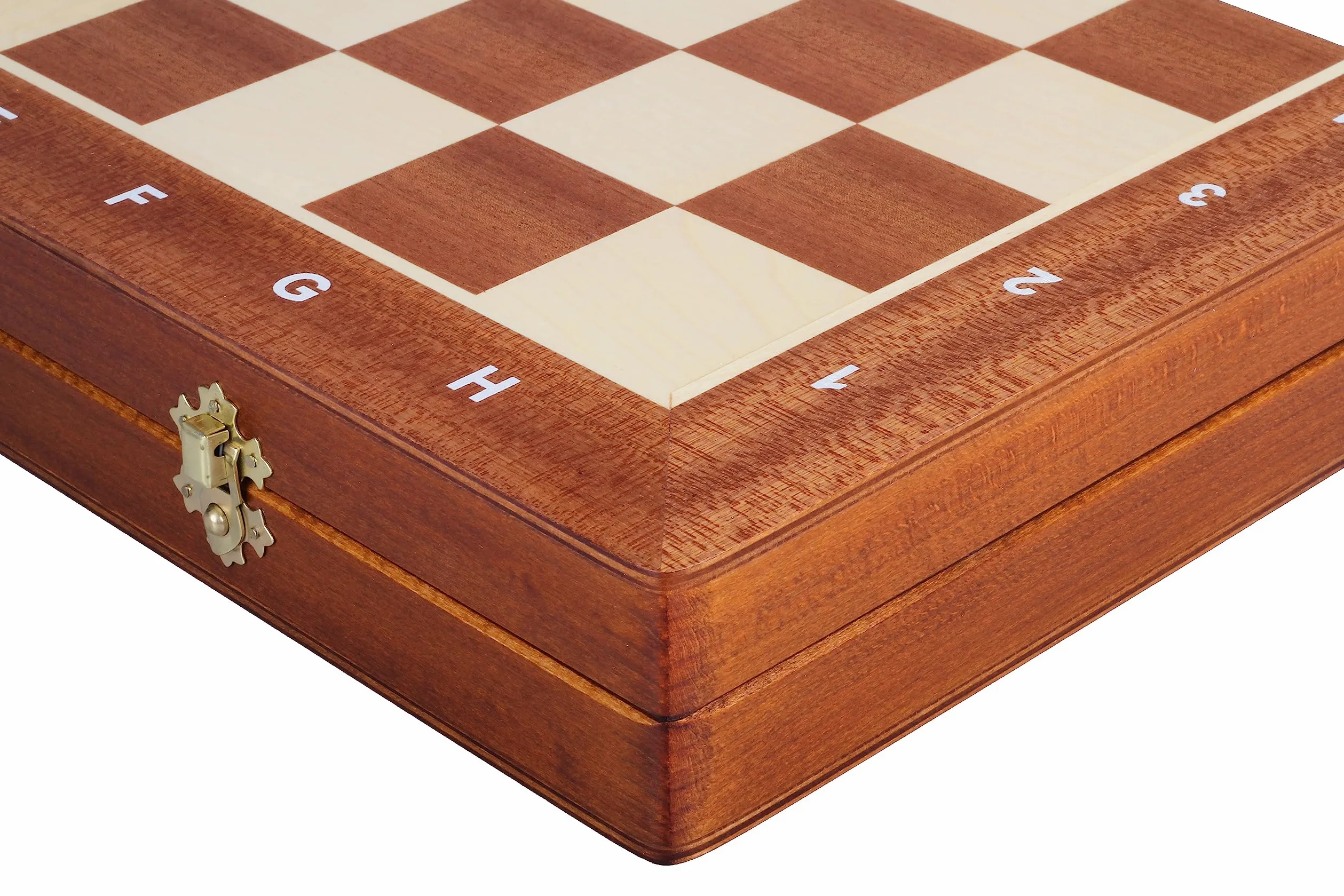 Sunrise Chess | Tournoi d’échecs | Numéro 5 | Jeu d’échecs Professionnel | Fabriqué en Bois | Durable | Nombres pondérés | Marqueterie de Carton | Cassette avec Compartiments