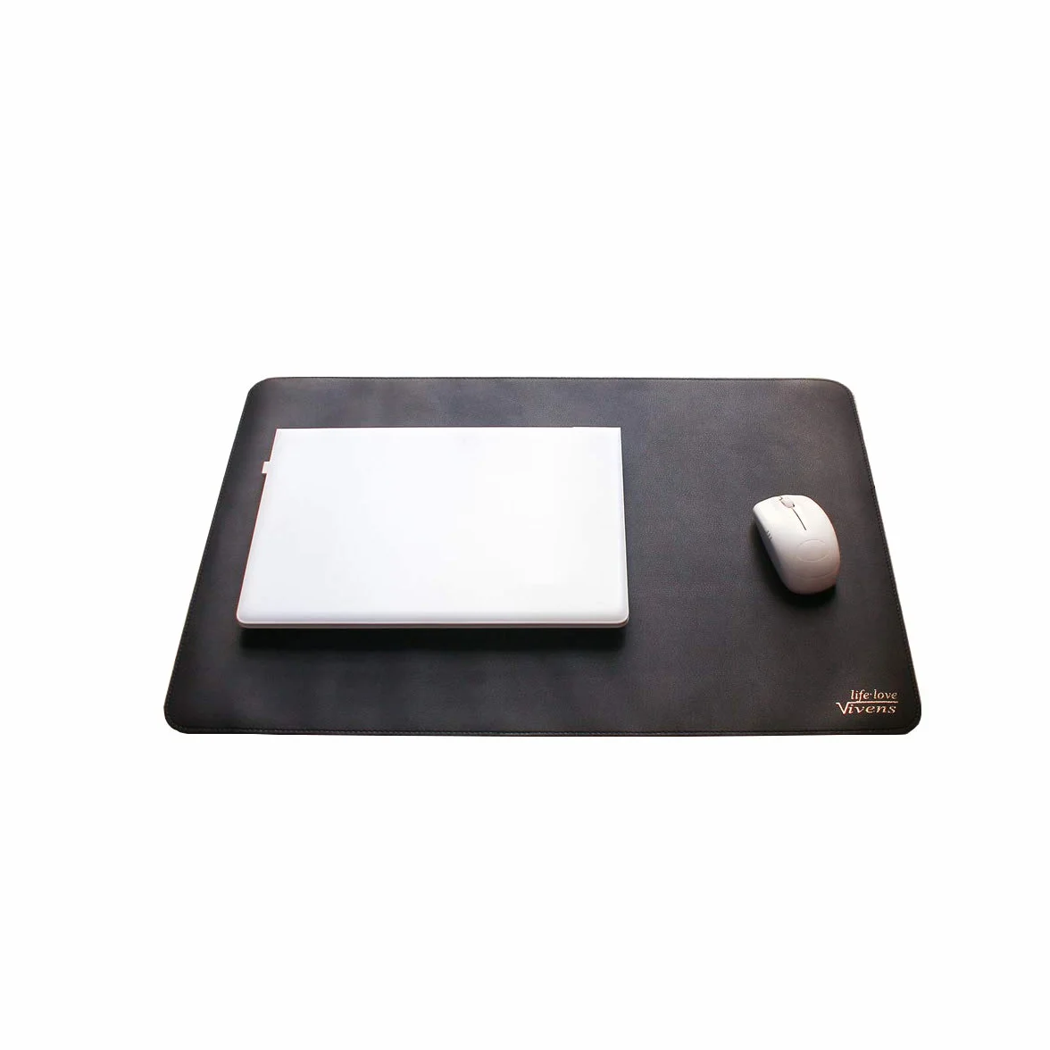 Tapis de Bureau Multifonctionnel en Cuir PU 60x40 cm, Tapis de Souris Antidérapant Double Face Noir