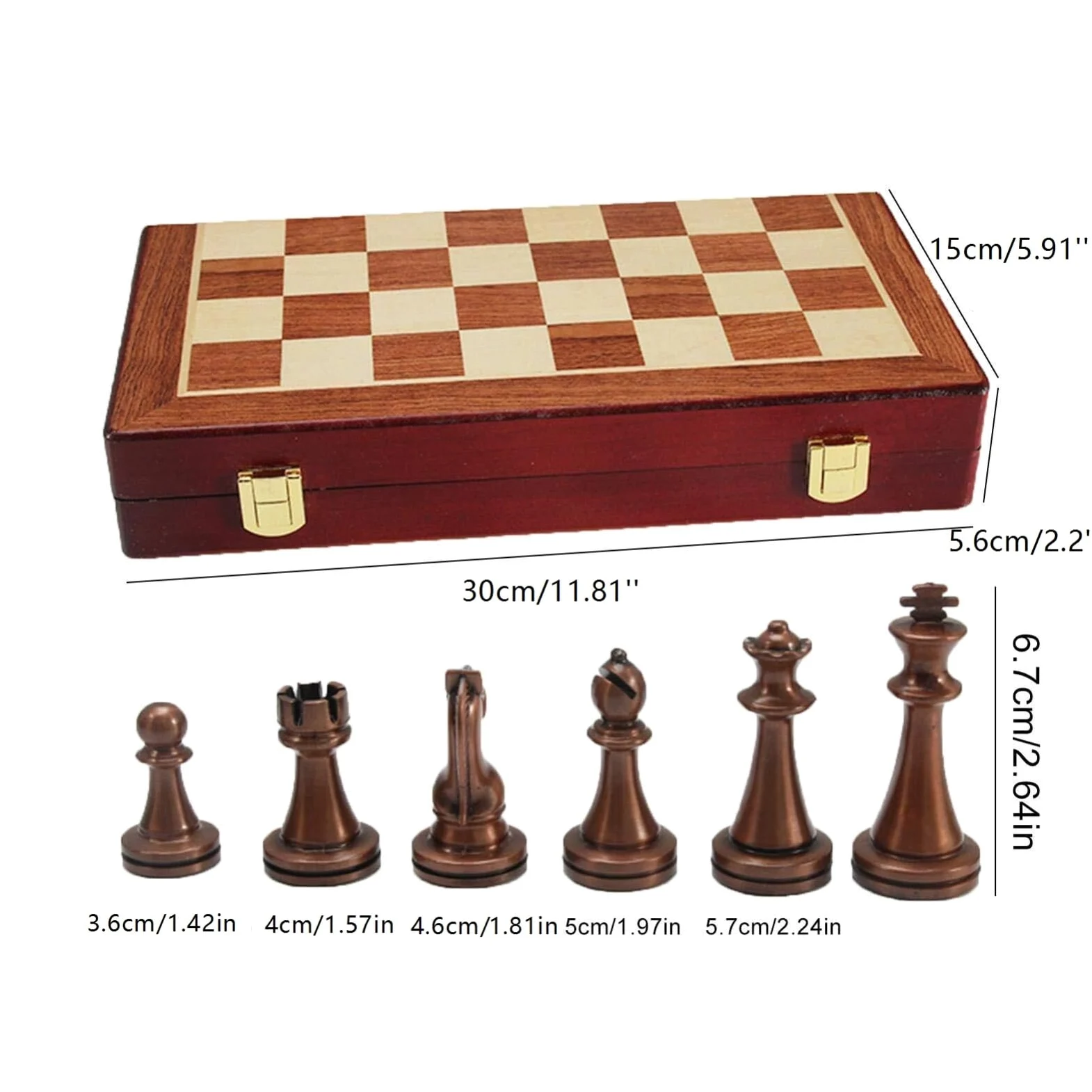 Grand Jeu d'échecs de Luxe en métal, en Alliage rétro, for Adultes échecs | Jeu de société, échiquier pliable Portable, jouets for familles