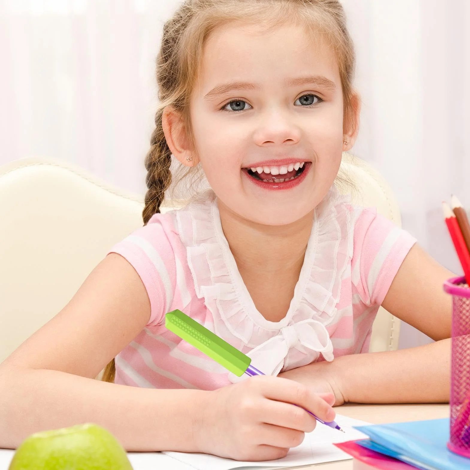 Crayons sensoriels à mâcher - Tubes lestés en silicone pour TDAH - Lot de 3, outil apaisant pour école