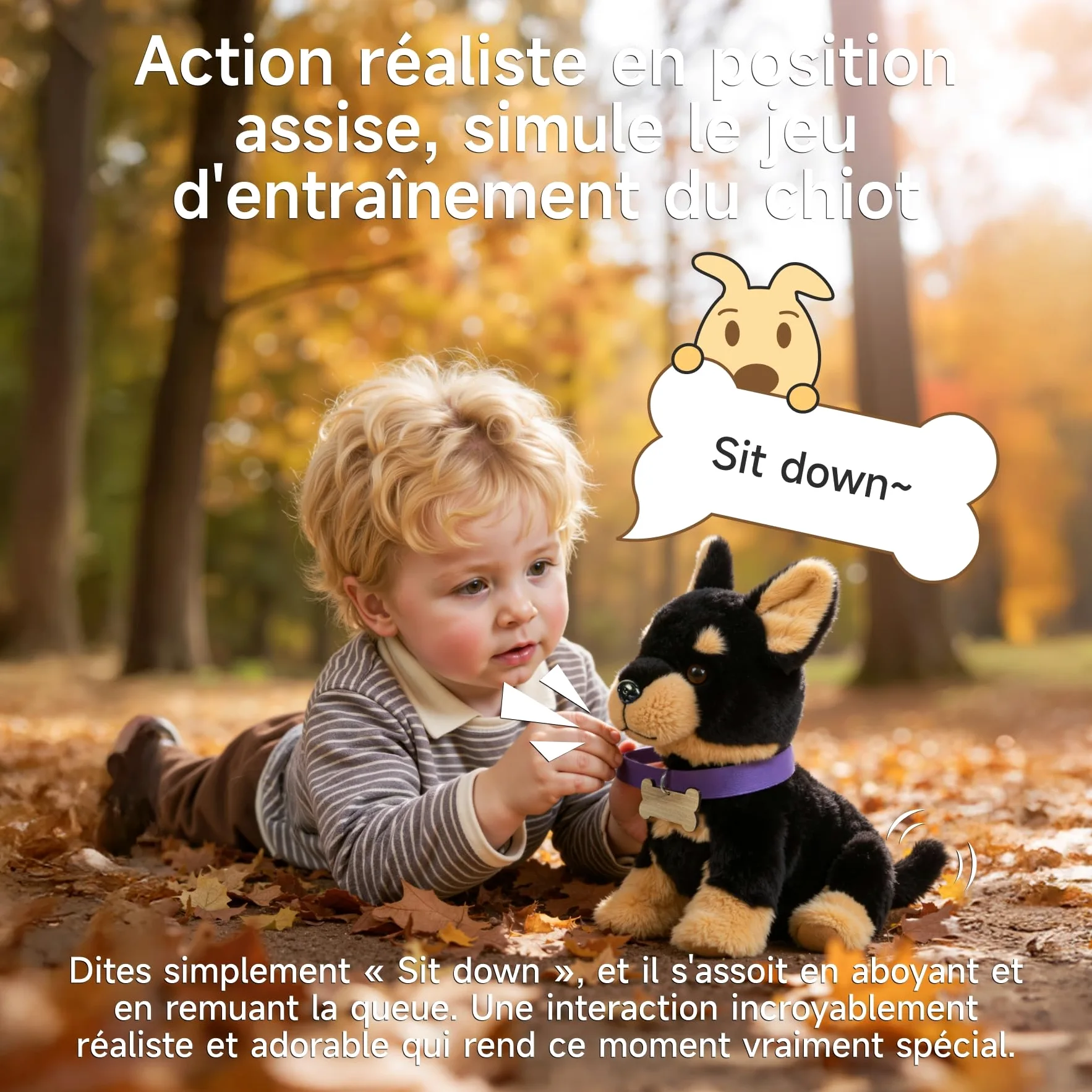 TUMAMA Kids Chien Jouets Qui Marche et Chante, Chiot en Peluche Enfants | Jouet qui marche et aboie , commandes vocales , remue la queue, hoche la tête, chante