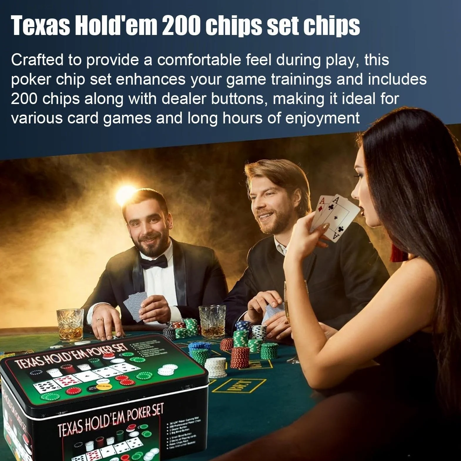 Ensemble De 200 Jetons De Poker Cartes À Jouer Jetons Dés Bouton Dealer | 200 Pièces Set Cartes Poker Convient Pour Les Fêtes À Domicile, Le Camping, Les Voyages, Les Adultes Et Les H