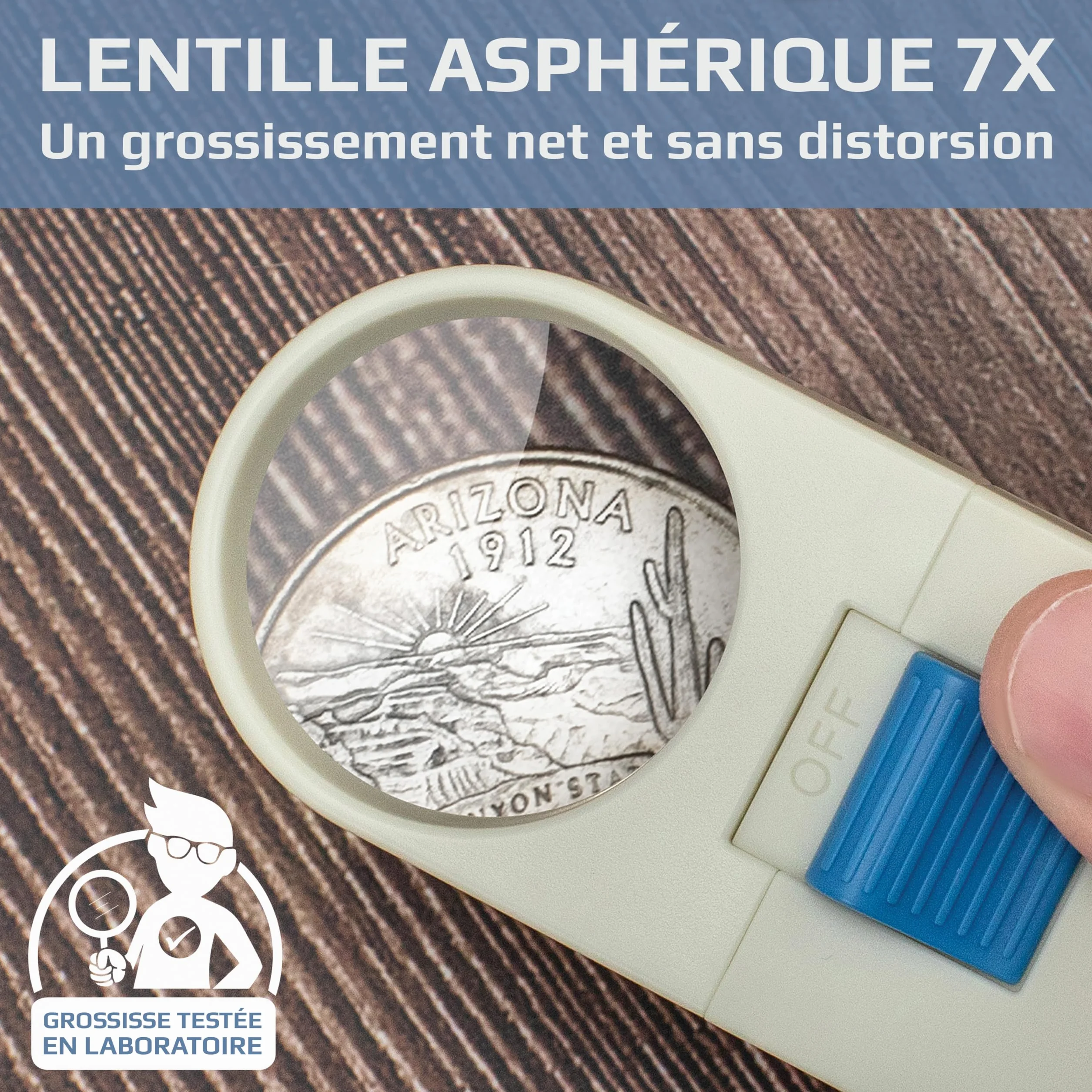 Carson Loupe éclairée à Main 7X LED 1,5" lentille asphérique SV-70