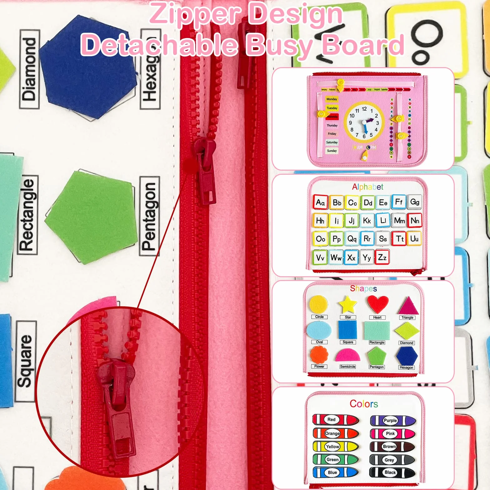 Busy Board Montessori 3 ans Jouets éducatifs 5 Couches Planche Apprendre Compétences Vie Garçon Fille Bébé Rose