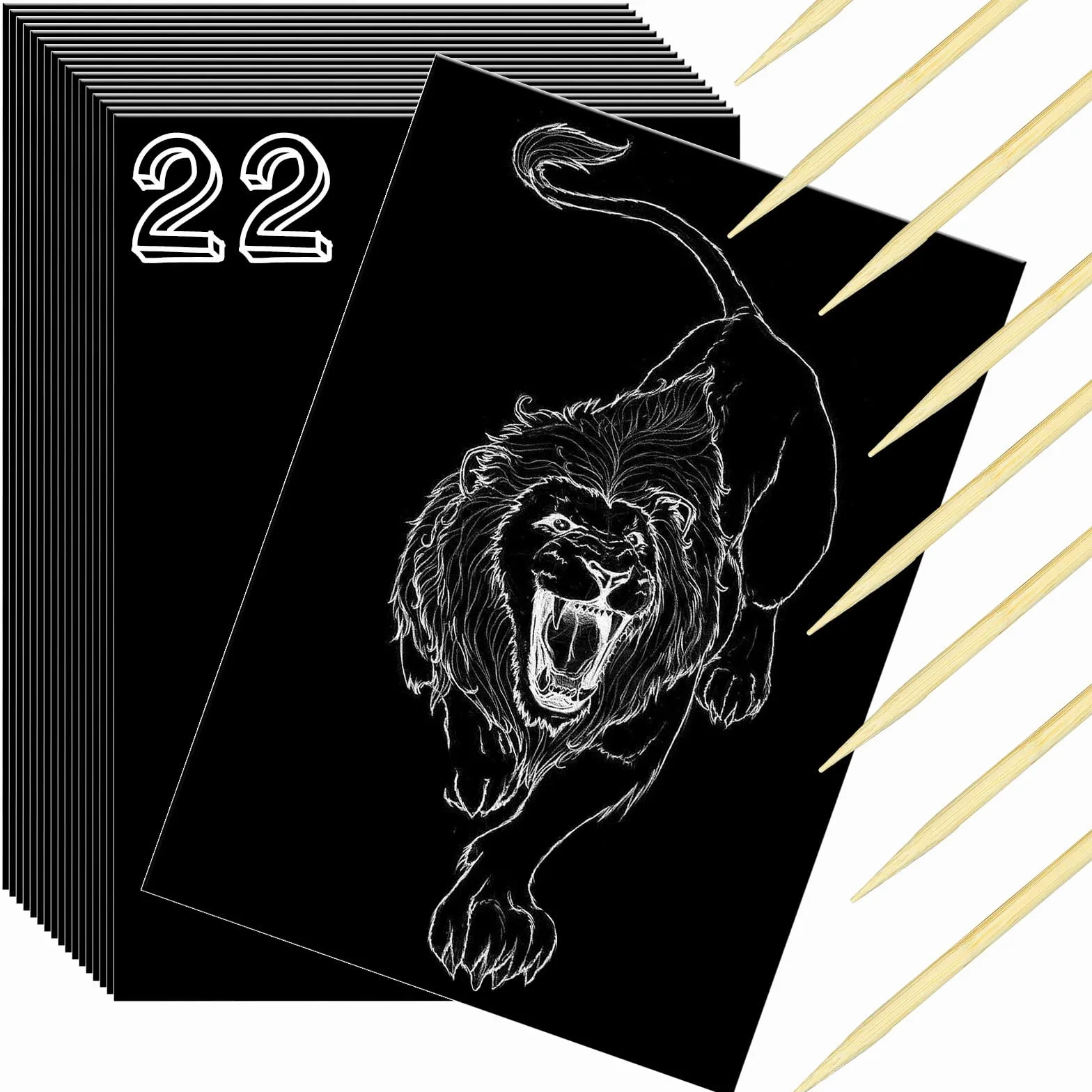 Lot de 30 papiers à gratter noirs avec stylet en bois pour adultes, fournitures artisanales
