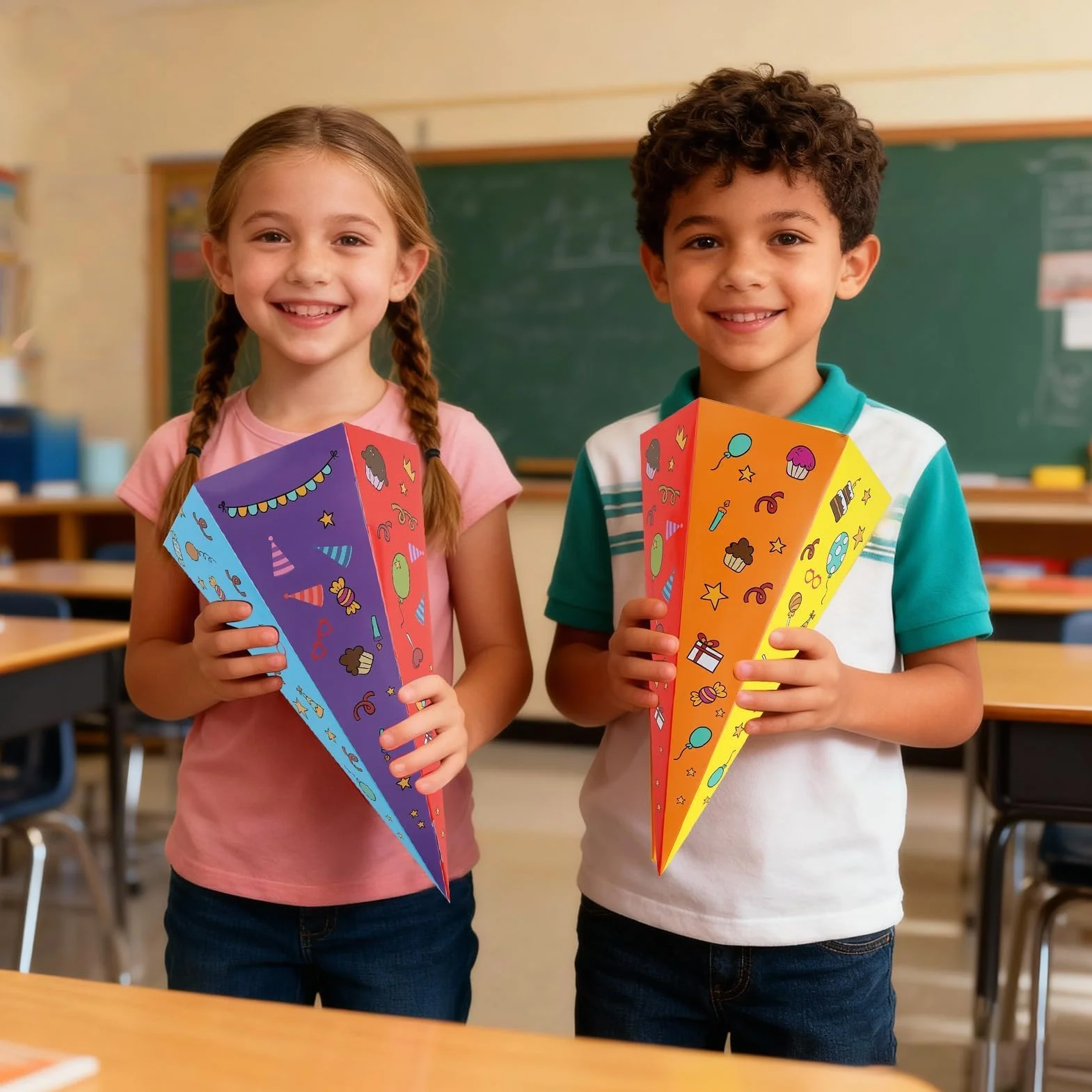 Lot de 10 Sacs D'école de Bricolage 30cm pour Emballage Cadeau Rentrée des Classes Enfants