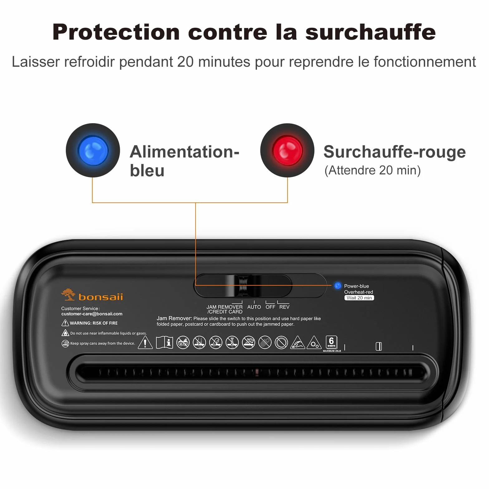 Bonsaii Destructeur de Documents Bras télescopique, déchiqueteuse Coupe en Bandes, 6 Feuilles, 9 litres, Niveau sécurité P2